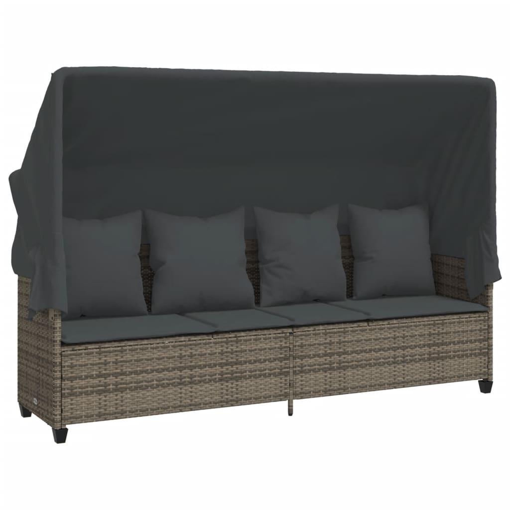 Voir la diapositive 3 : VIDAXL Salon de jardin 5 pcs avec coussins gris resine tressee
