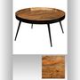 Voir la diapositive 4 : ATMOSPHERA Table basse Siwan en bois de manguier - Diamètre 70 cm - Noir et Doré