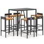 Voir la diapositive 2 : VIDAXL Ensemble de bar jardin 7 pcs noir poly rotin/bois massif acacia