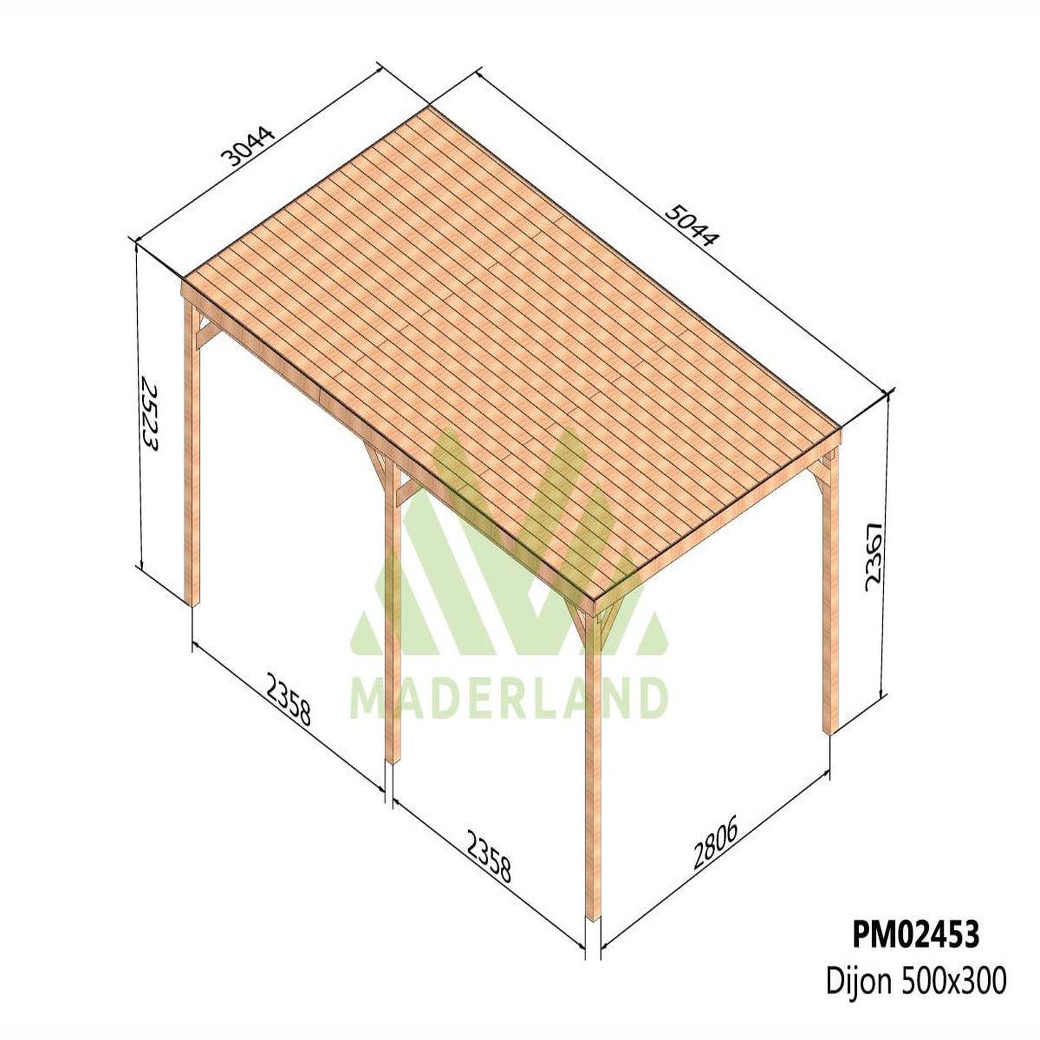 Voir la diapositive 2 : JARDIDECO Pergola en bois dijon avec toit 500 x 300 cm - maderland