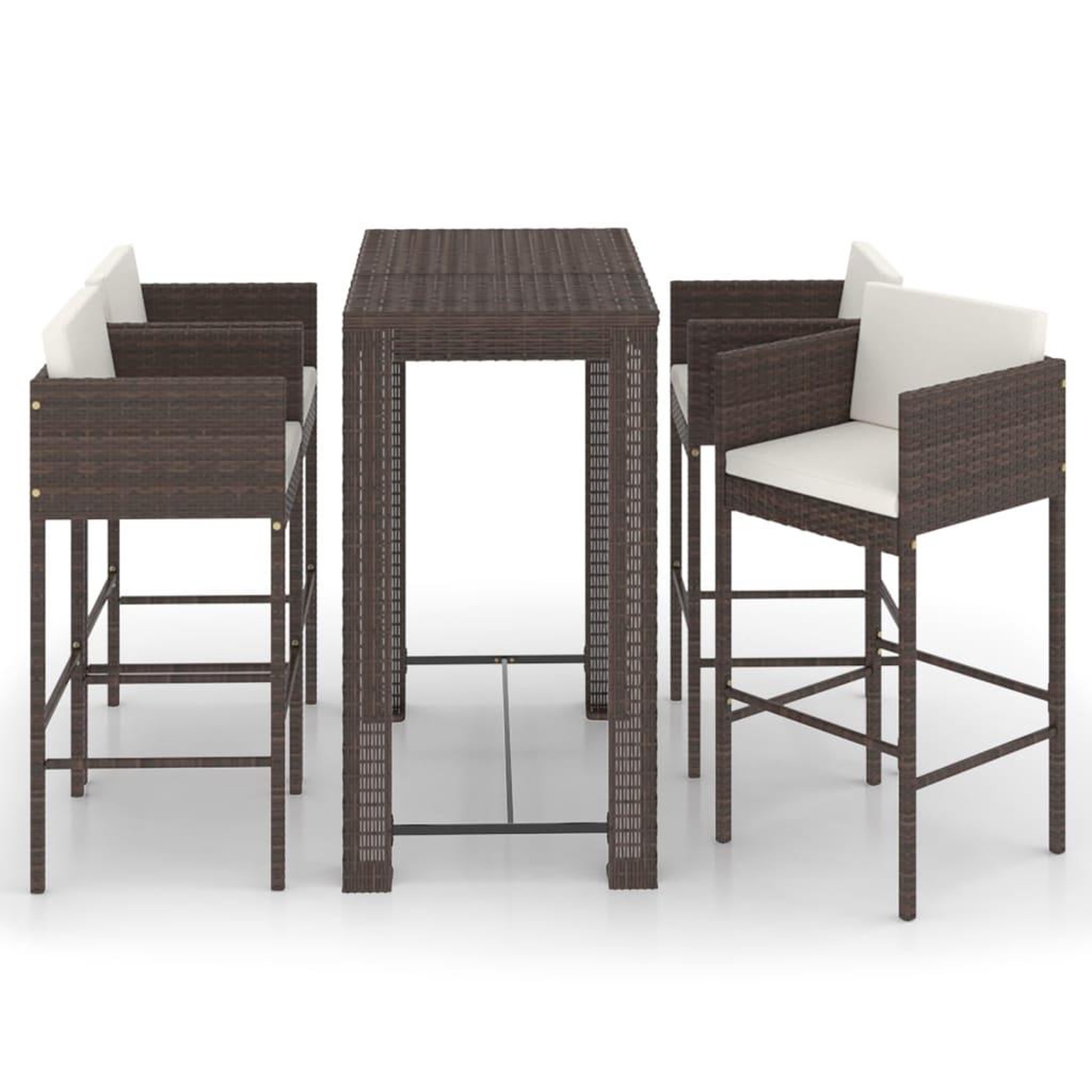 Voir la diapositive 2 : VIDAXL Ensemble bar de jardin 5 pcs et coussins Resine tressee Marron