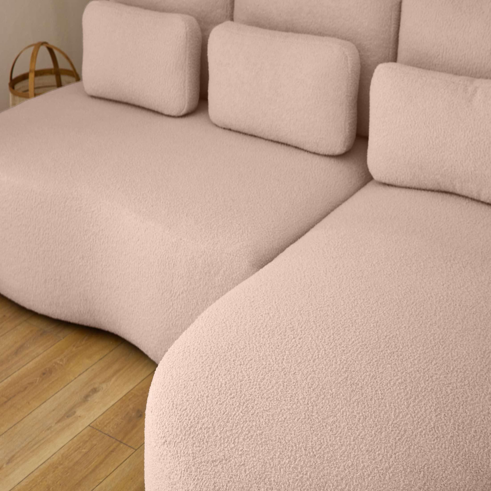 Voir la diapositive 4 : LISA DESIGN Mahina - canapé d'angle droit - 4 places - convertible avec coffre - en tissu bouclette
