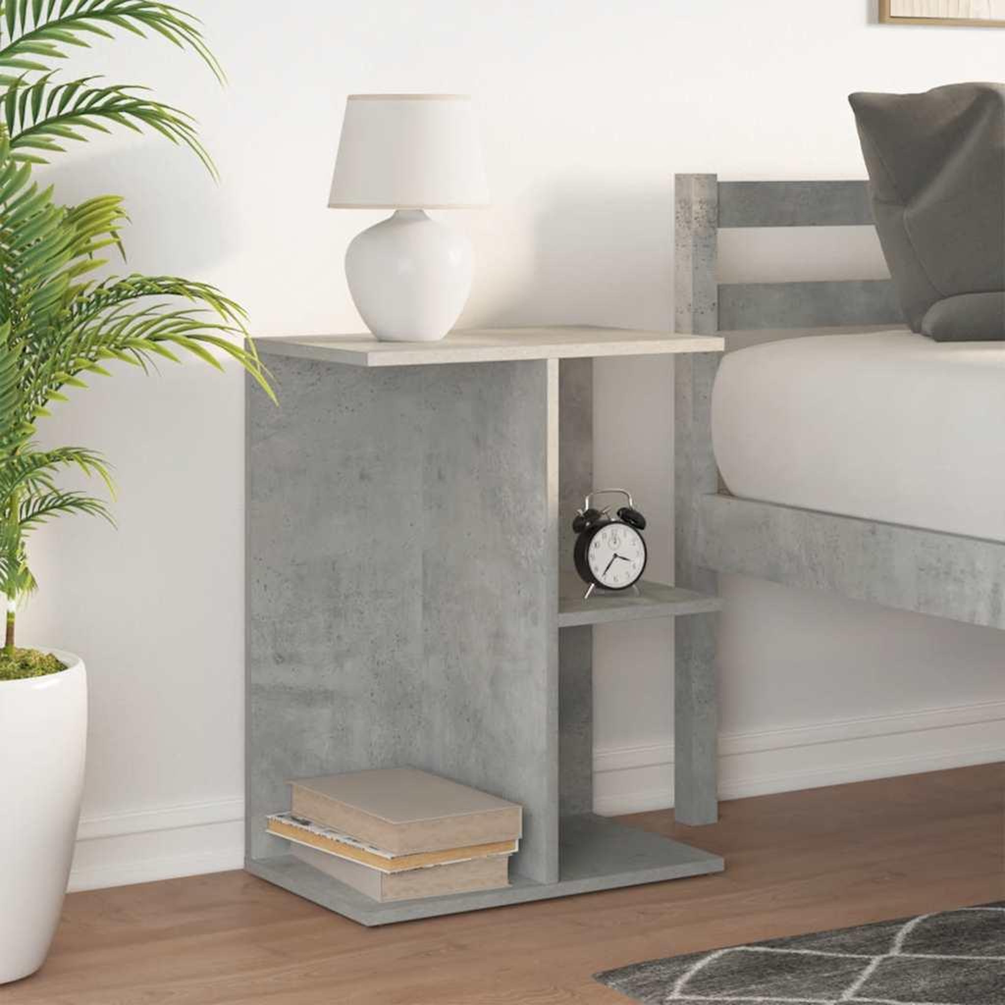 Voir la diapositive 3 : VIDAXL Table de chevet gris beton 46,5x29x61 cm bois d'ingenierie