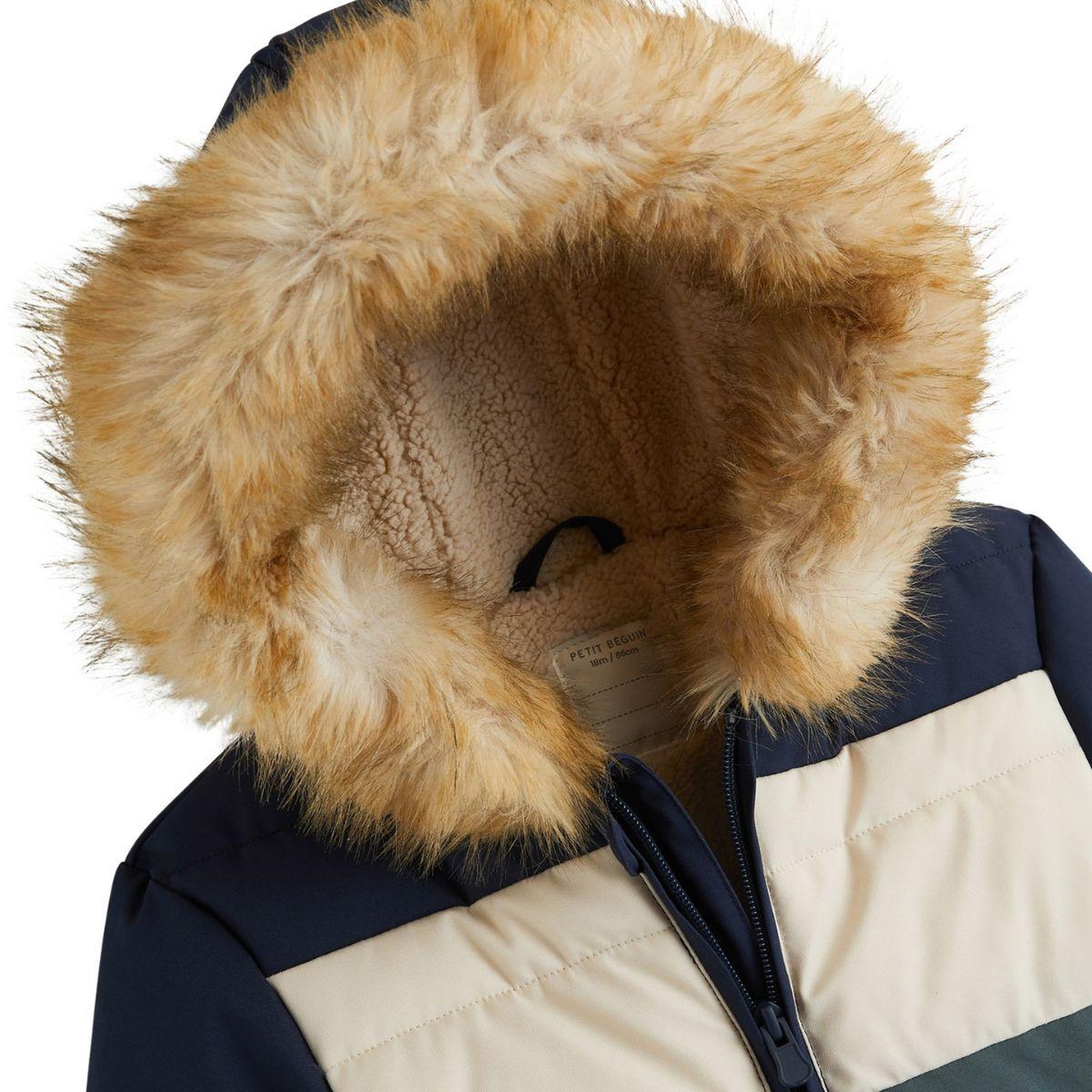 Voir la diapositive 2 : PETIT BEGUIN Doudoune enfant imperméable doublée sherpa avec capuche Noah