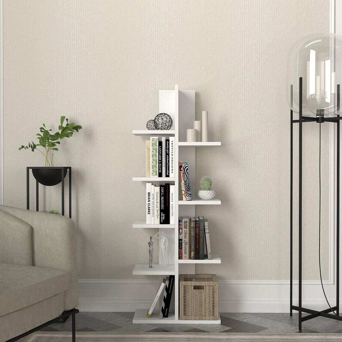 Habitat et Jardin Bibliothèque en bois  Tree  - 45 x 22 x 121 cm - Blanc