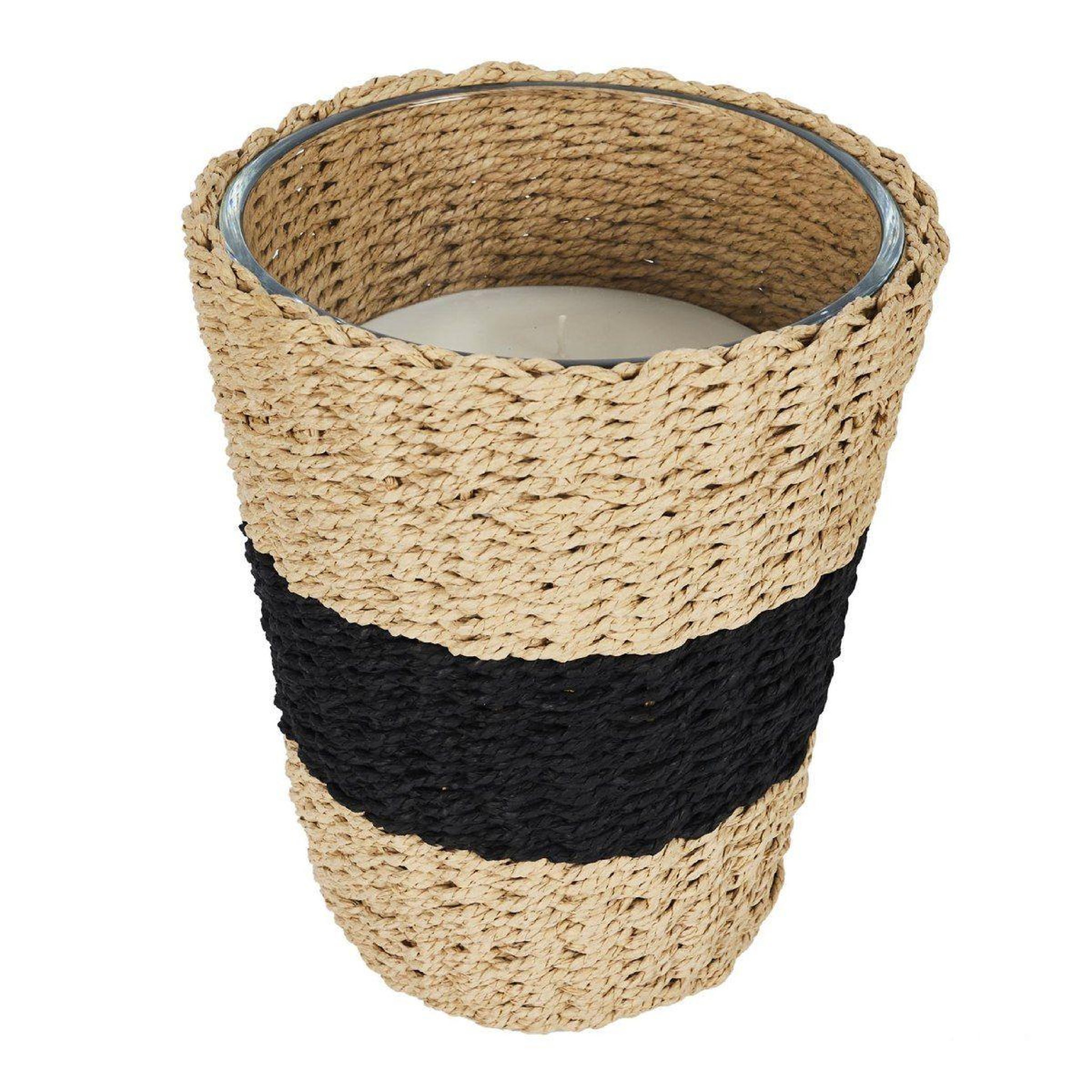 The Home Deco Factory Bougie parfumée  panier tressé  23cm bois & gingembre