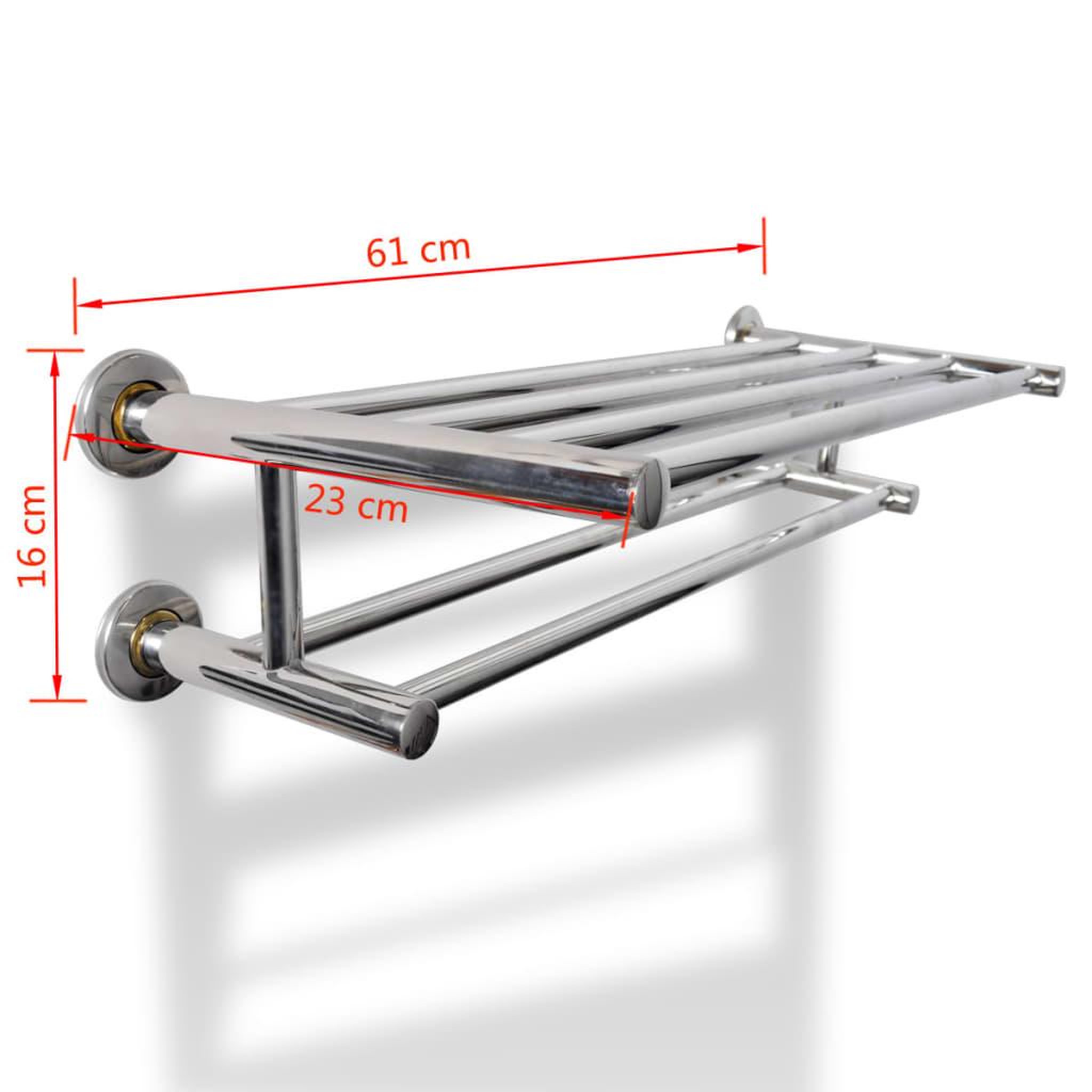 Voir la diapositive 6 : VIDAXL Porte serviettes double - barre fixe 6 tubes