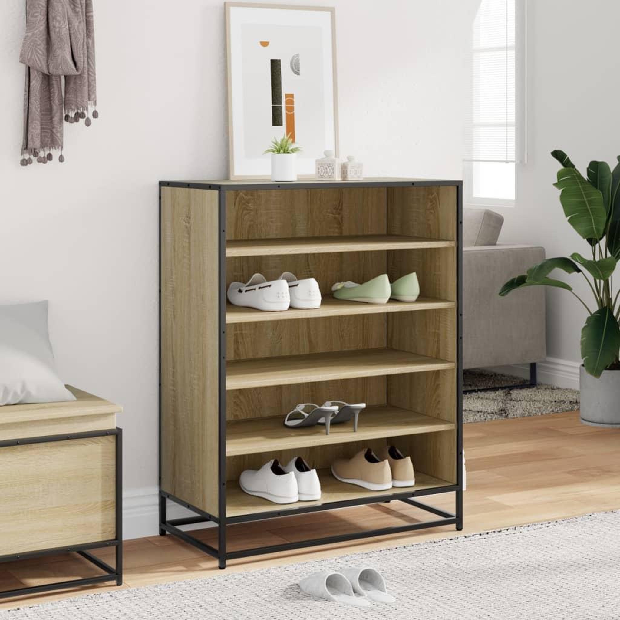 Voir la diapositive 3 : VIDAXL Armoire a chaussures chene sonoma bois d'ingenierie et metal