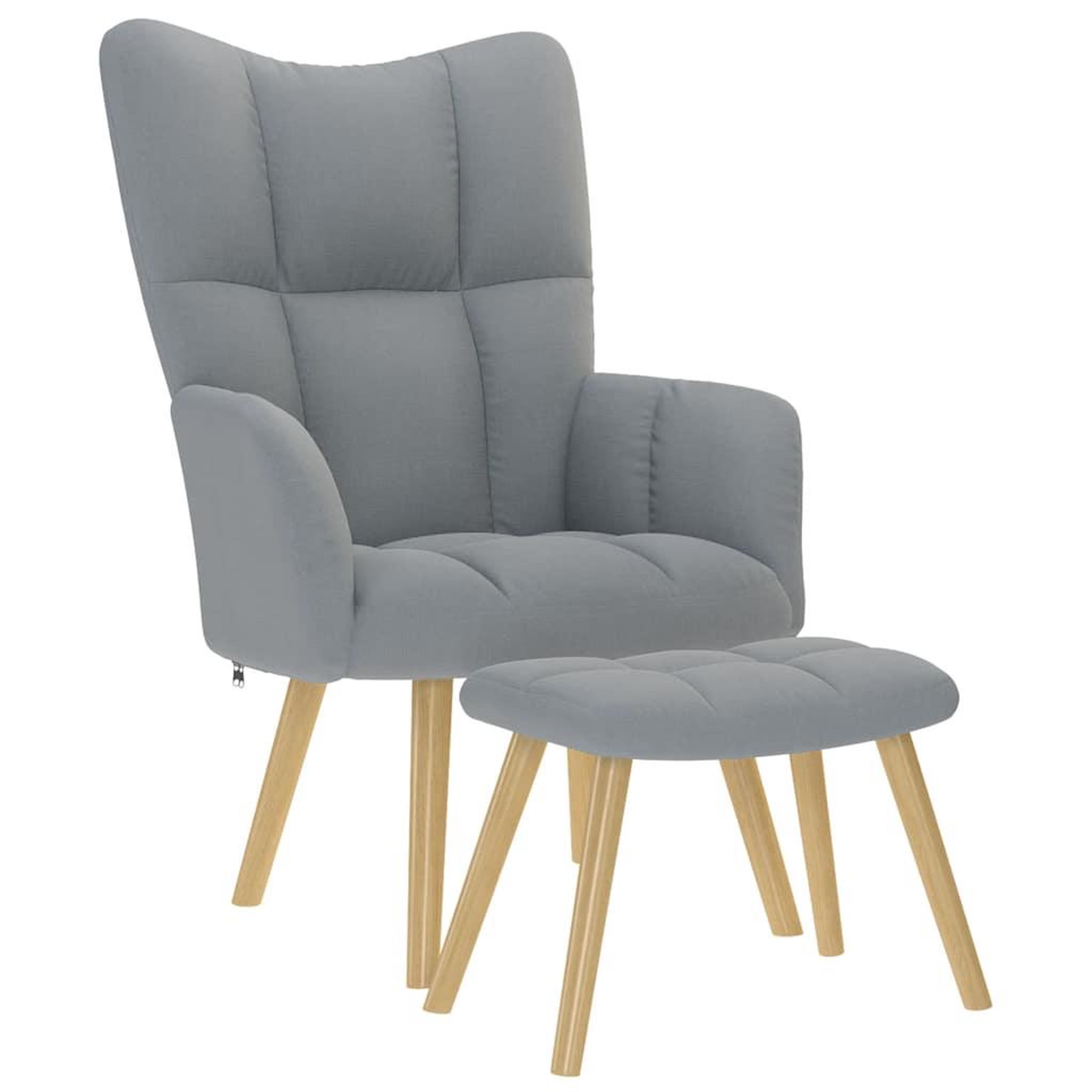 Voir la diapositive 2 : VIDAXL Chaise de relaxation avec repose-pied Gris clair Tissu