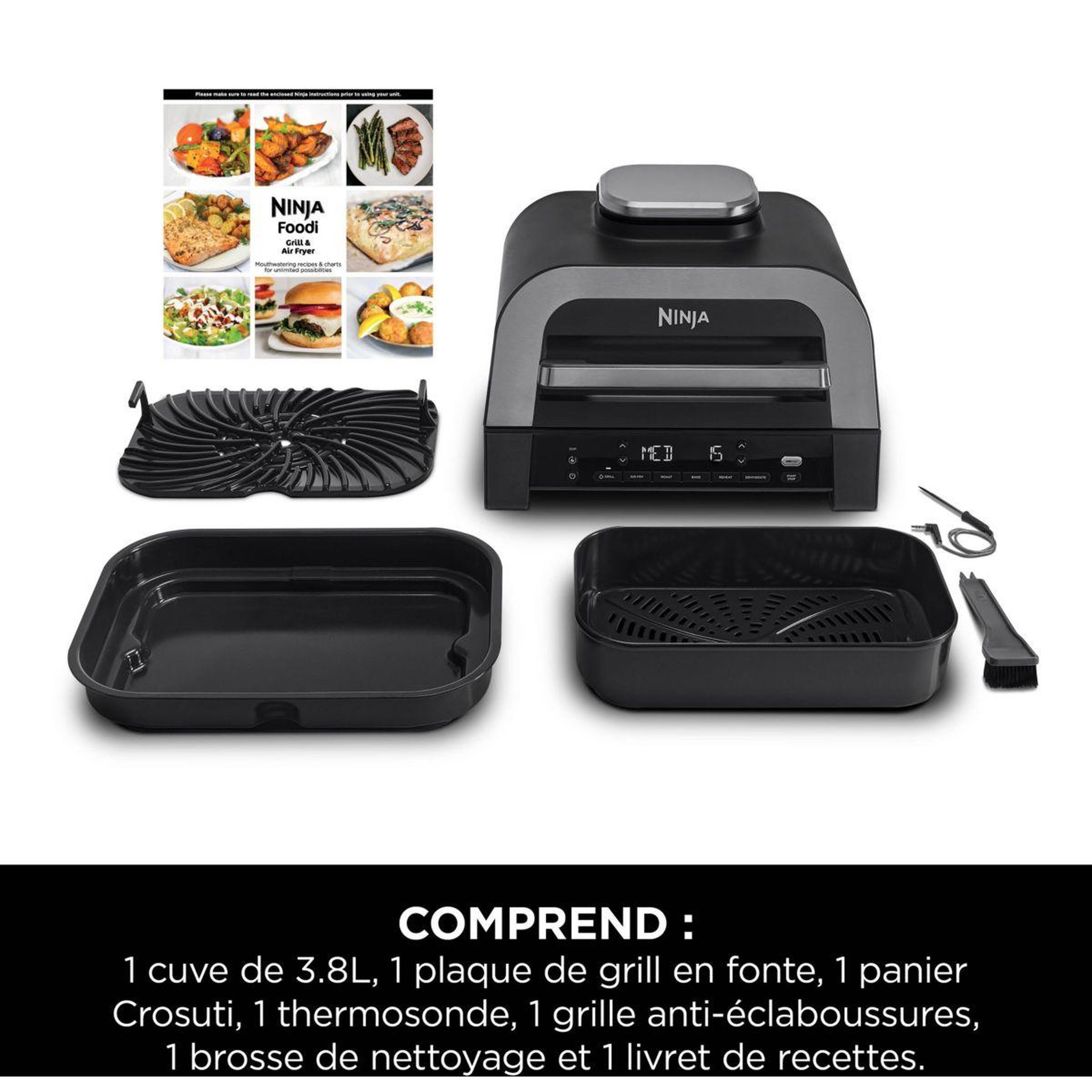 Voir la diapositive 2 : NINJA Grille-viande Foodi DG551EU thermosonde à poser, 40x27 cm