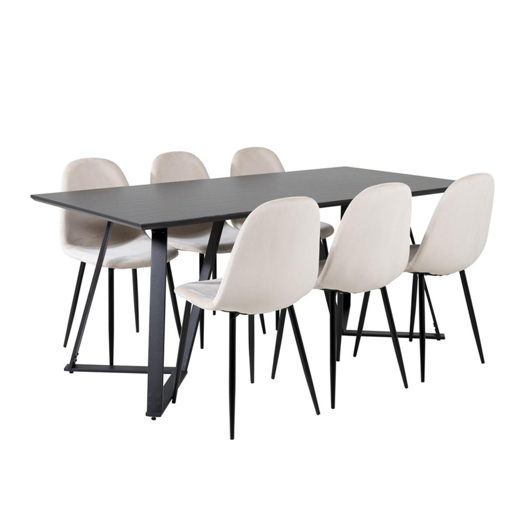 Paris Prix Ensemble table à manger & 6 chaises  marina & polar  180cm noir & beige