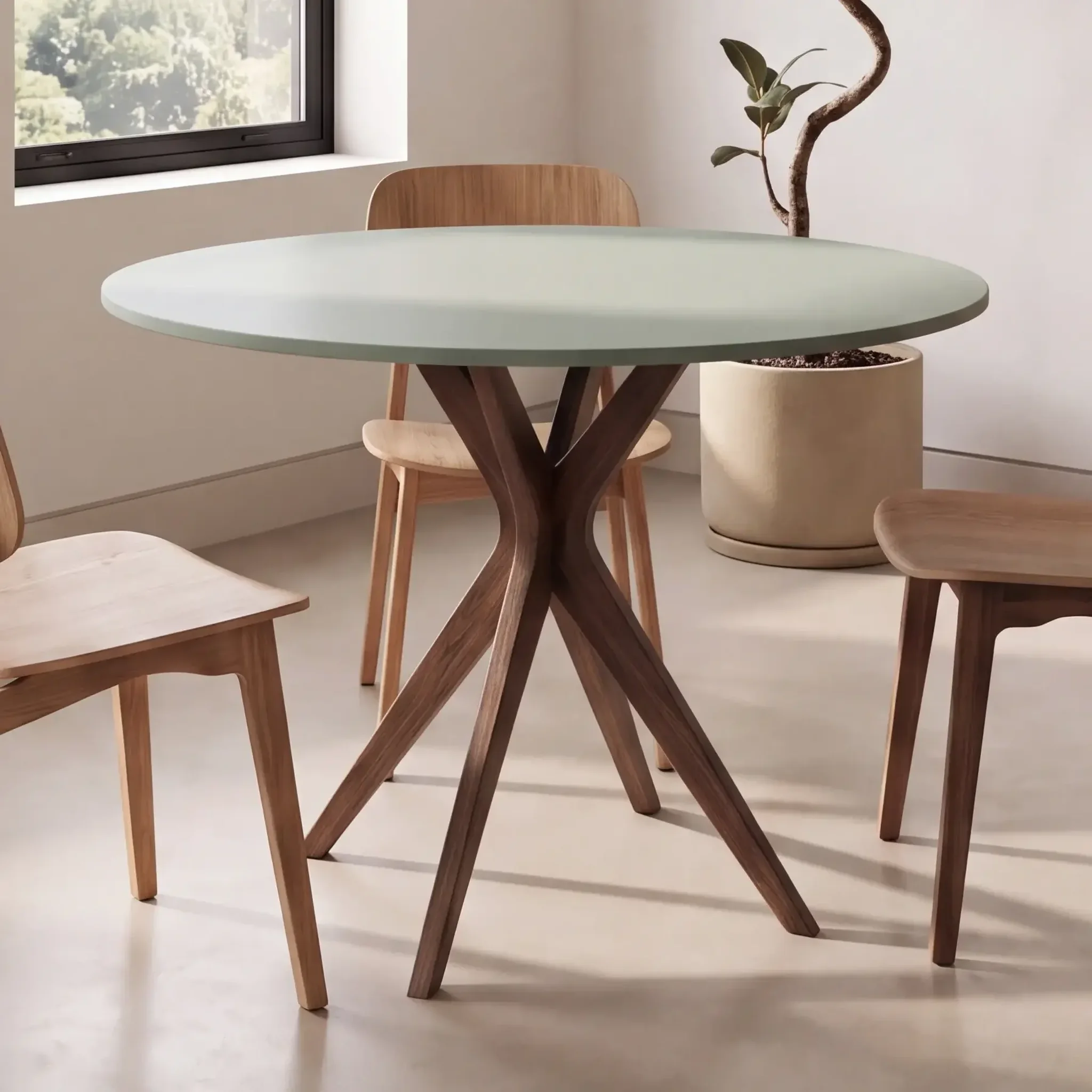Voir la diapositive 2 : RAGABA Jubi Table à manger ronde | Pied en frêne