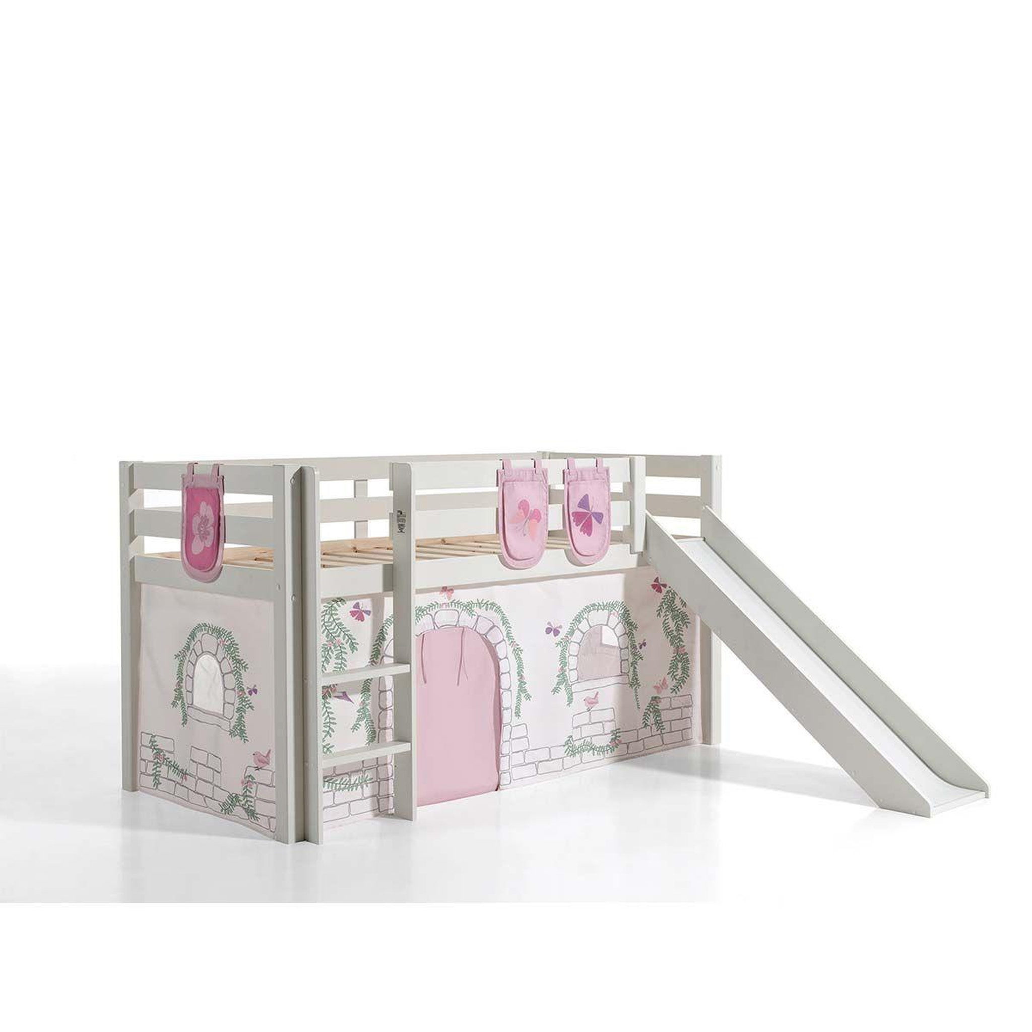 Voir la diapositive 3 : Paris Prix Pack - lit enfant toboggan, tente & 3 pochettes  pino birdy  blanc