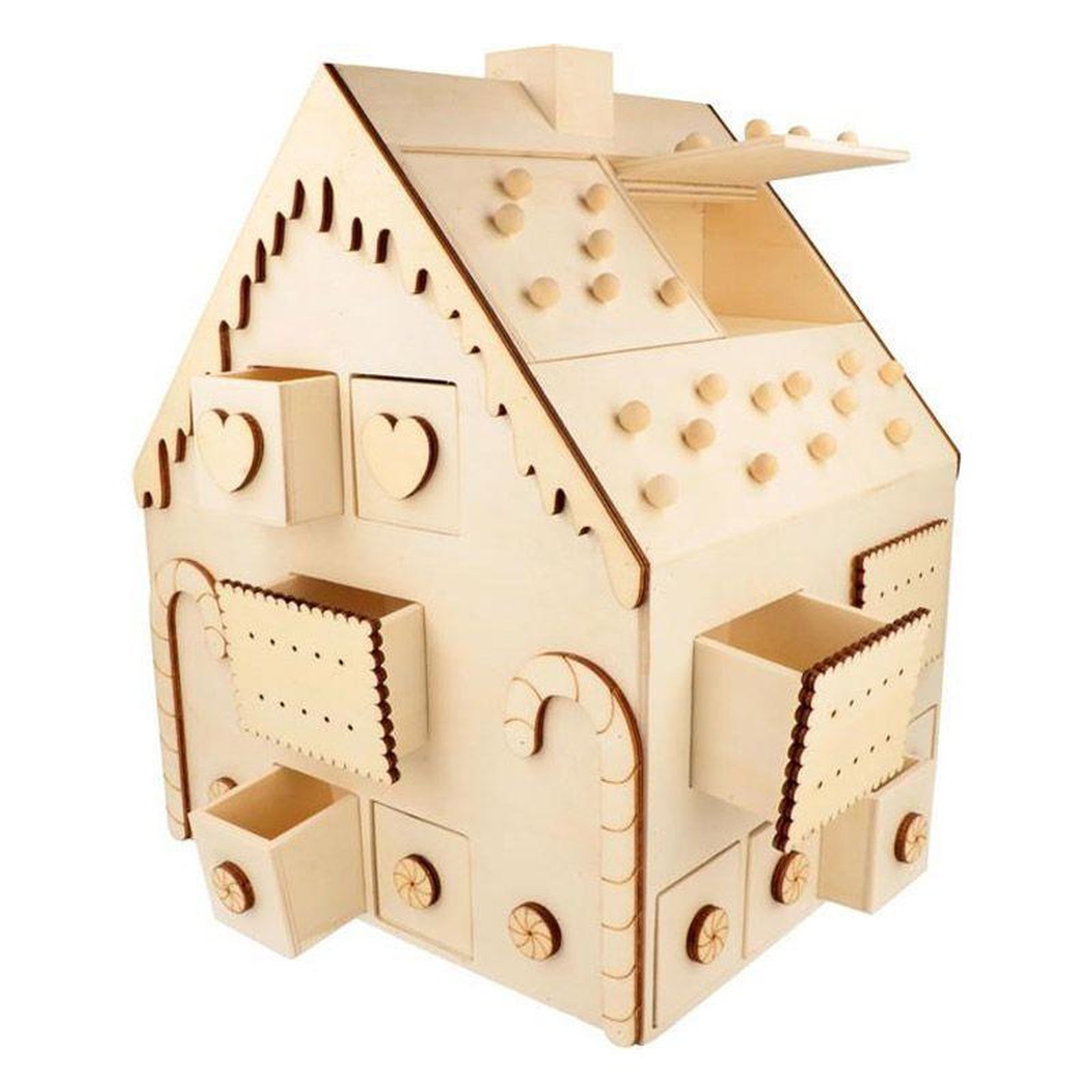 Voir la diapositive 1 : Artemio Calendrier de l'avent bois maison en pain d'épices 33 x 26 x 23 cm