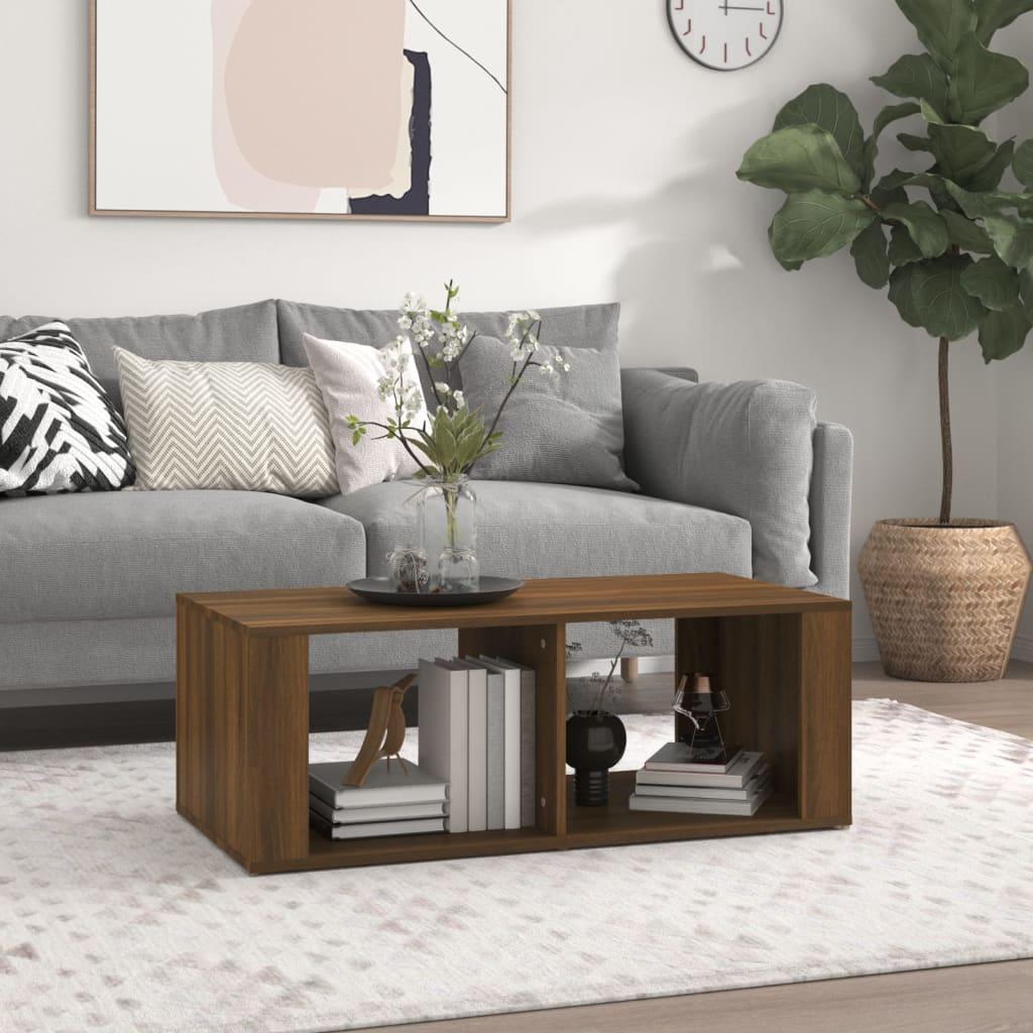 Voir la diapositive 1 : VIDAXL Table basse Chene marron 100x50x36 cm Bois d'ingenierie
