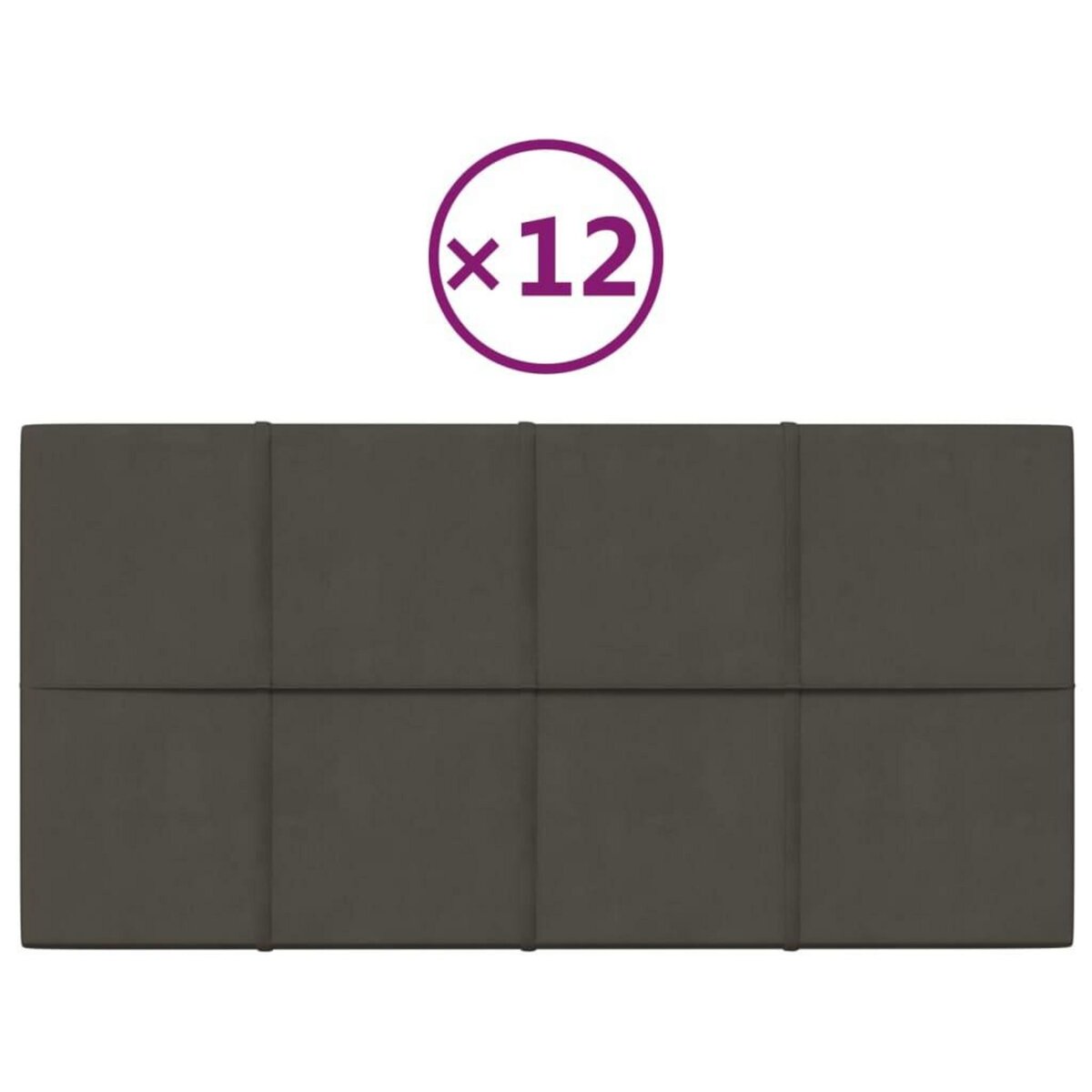 VIDAXL Panneaux muraux 12 pcs Gris fonce 60x30 cm Velours 2,16 m^2