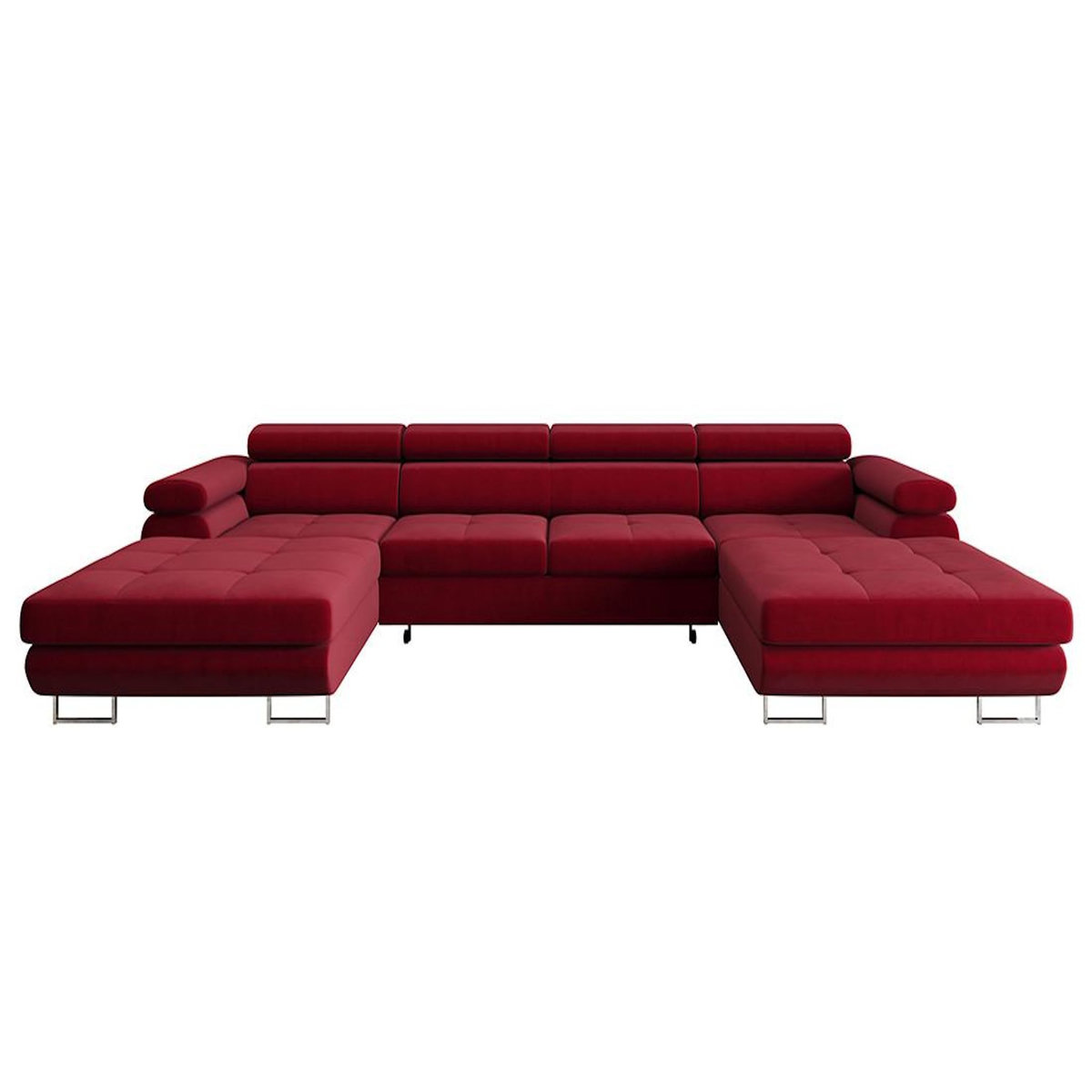 BEST MOBILIER Ayden - canapé panoramique en u 7 places convertible avec coffre et têtières réglables en tissu