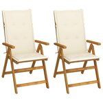 VIDAXL Chaises inclinables de jardin lot de 2 et coussins Bois acacia