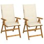 Voir la diapositive 1 : VIDAXL Chaises inclinables de jardin lot de 2 et coussins Bois acacia