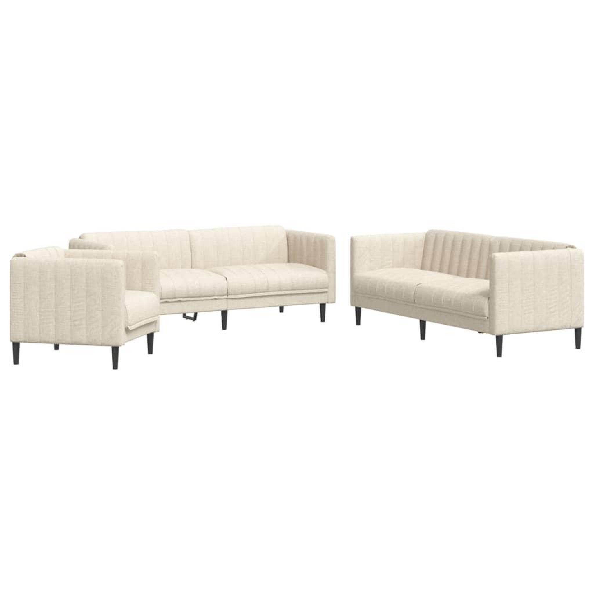 Voir la diapositive 2 : VIDAXL Ensemble de canapes 3 pcs creme tissu