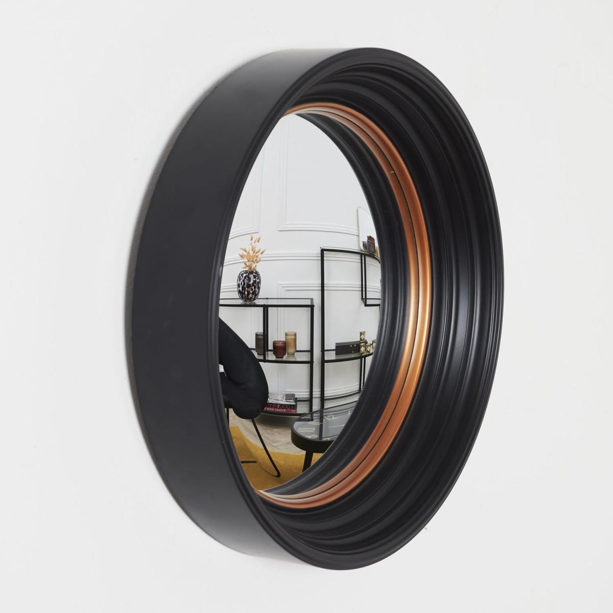 Voir la diapositive 4 : The Home Deco Factory Miroir Déco Rond  Oko  40cm Noir