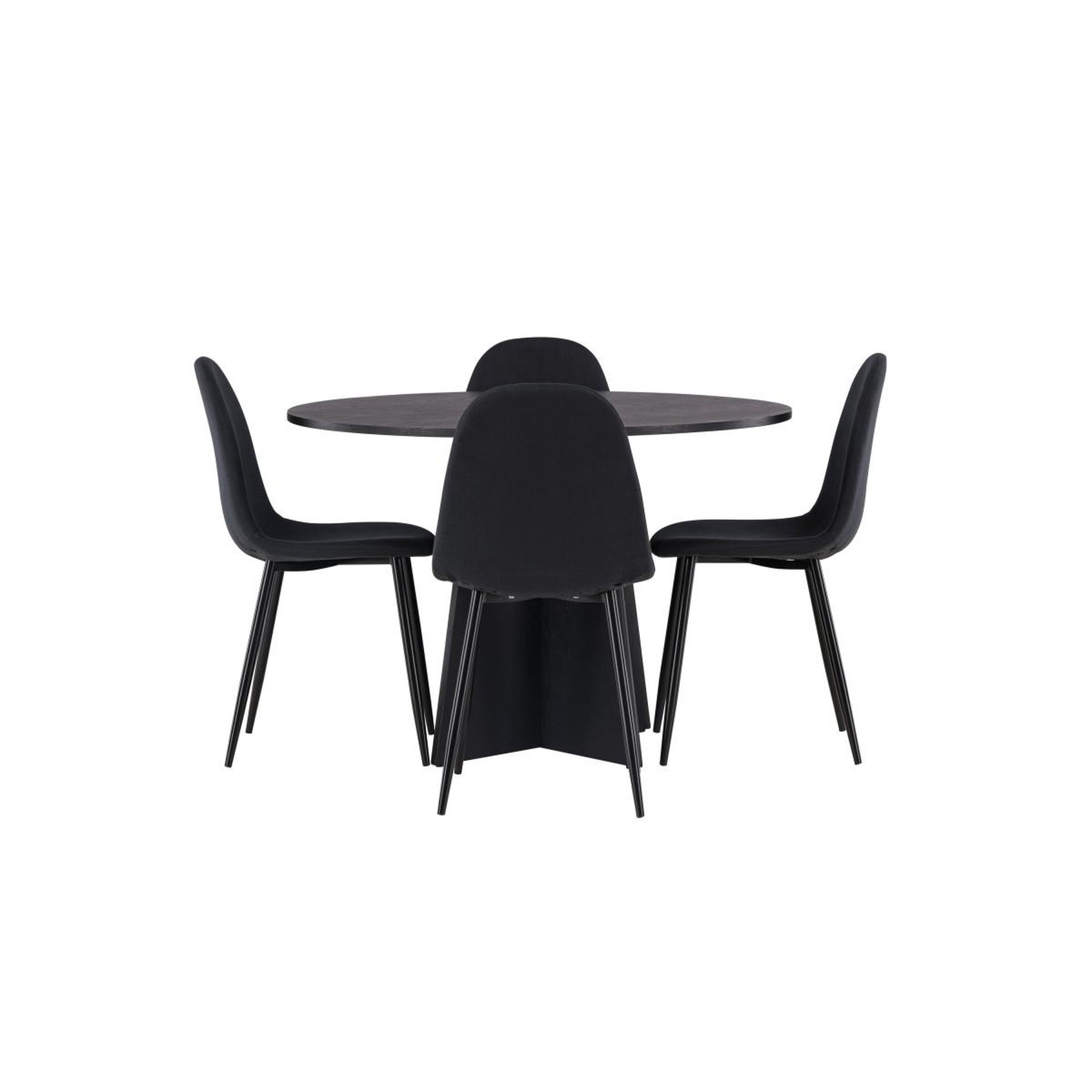 Voir la diapositive 2 : Paris Prix Ensemble table à manger & 4 chaises  bootcut & polar  110cm noir