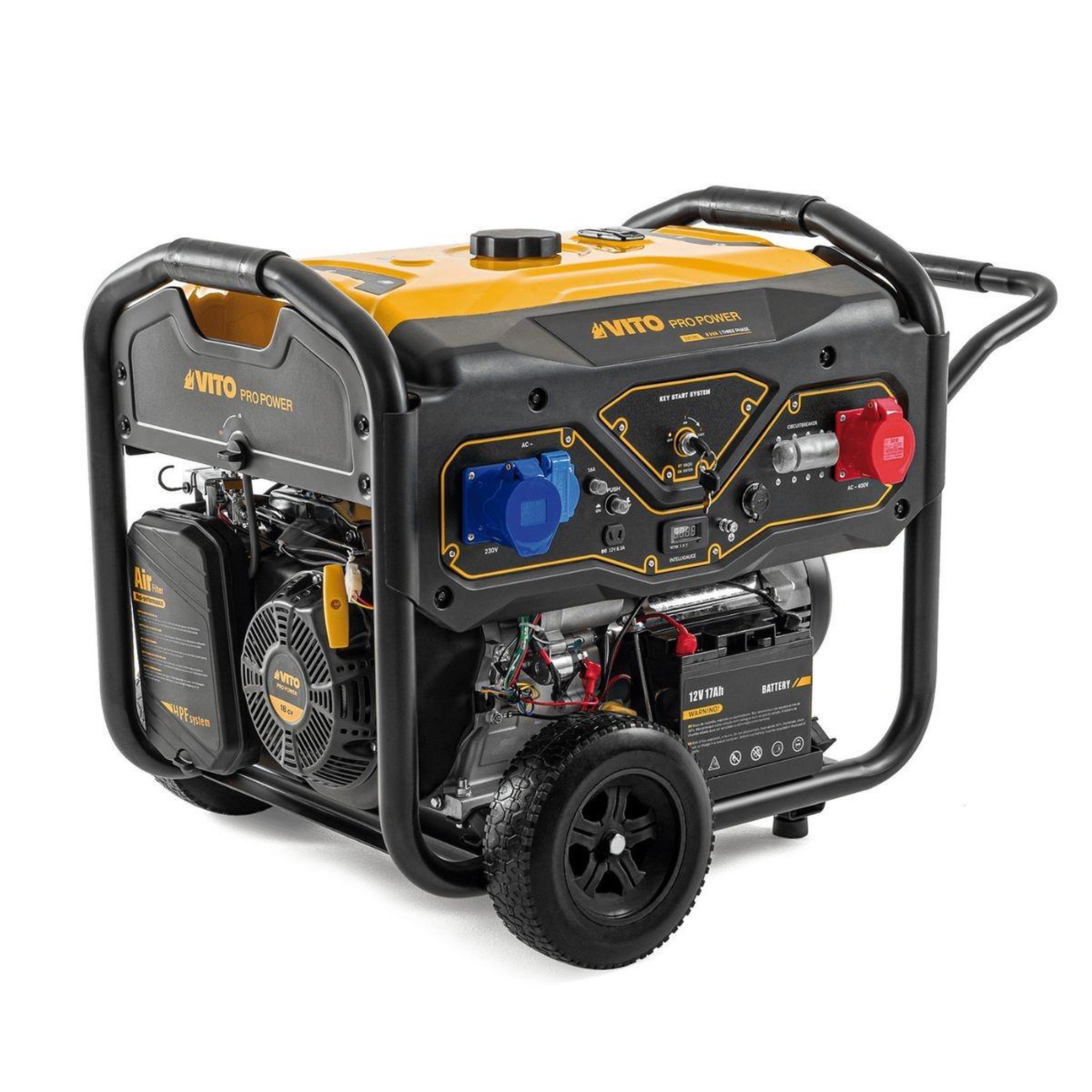 Voir la diapositive 2 : VITO Groupe électrogène 8.0kVA 18CV 230V/400V Démarrage éléctrique / manuel AVR, 25L, Maison Chantier VITO