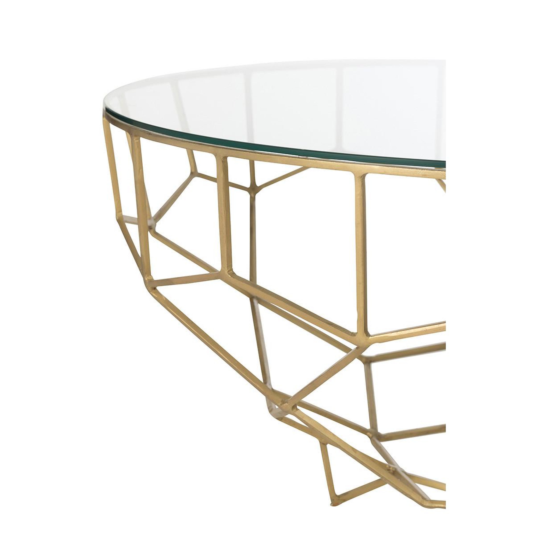 Voir la diapositive 3 : J-LINE Table basse design en verre  moza  90cm or