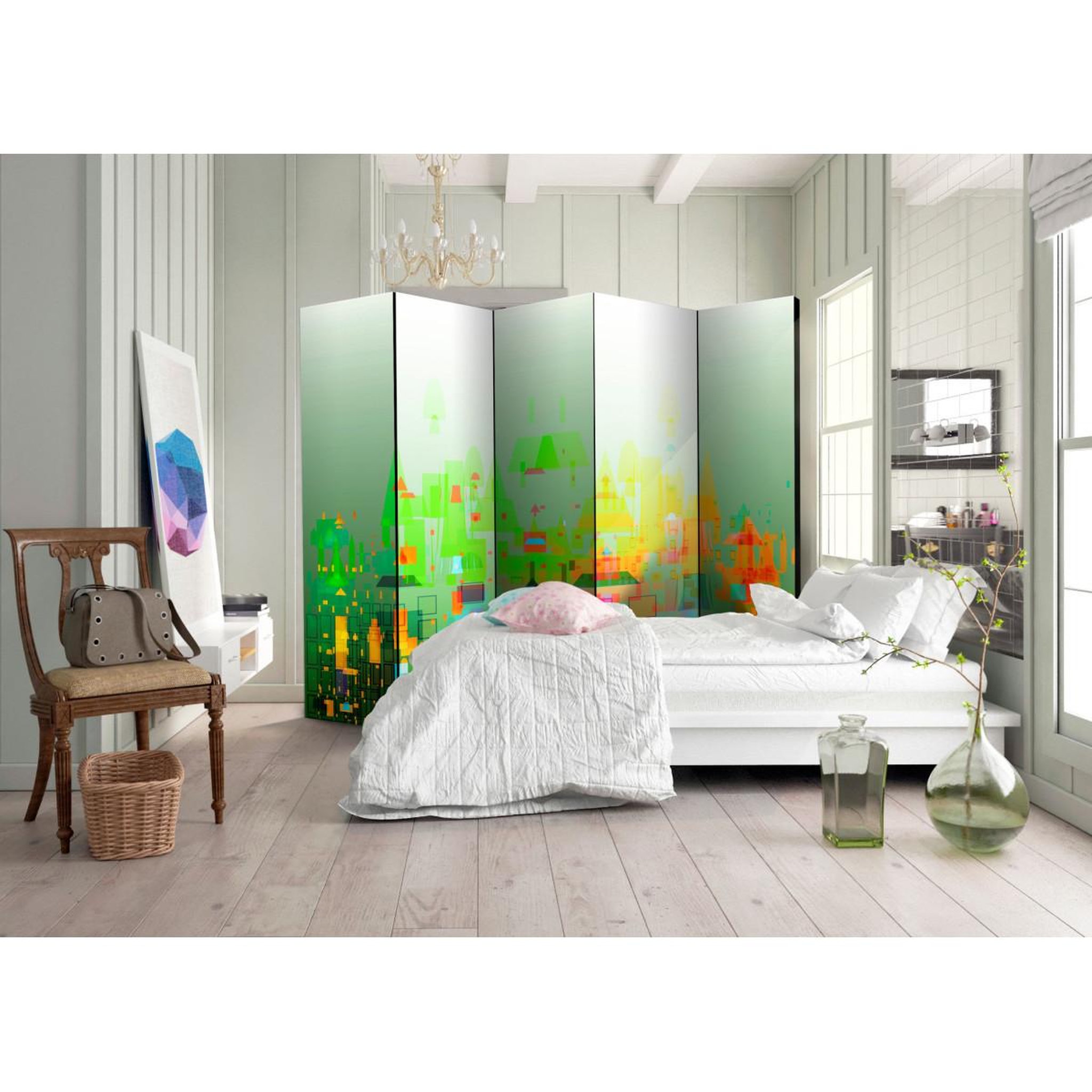 Voir la diapositive 2 : Paris Prix Paravent 5 volets  abstract city  172x225cm