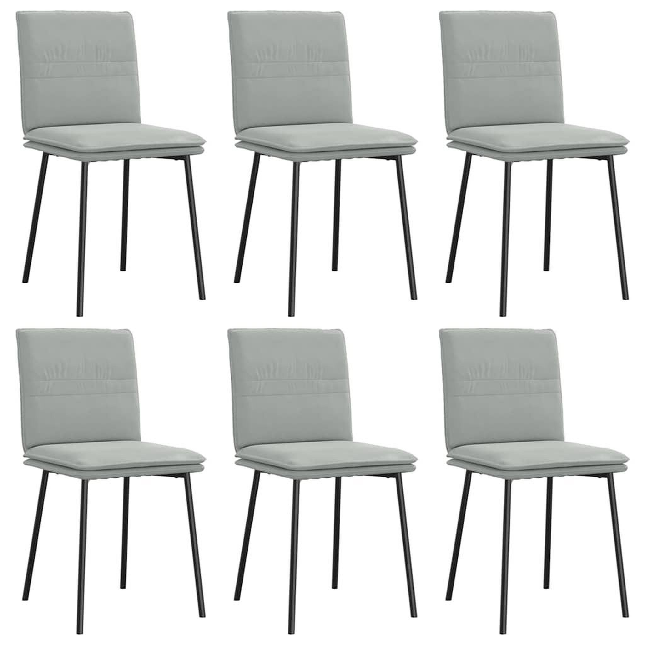 Voir la diapositive 2 : VIDAXL Chaises a manger lot de 6 gris clair velours