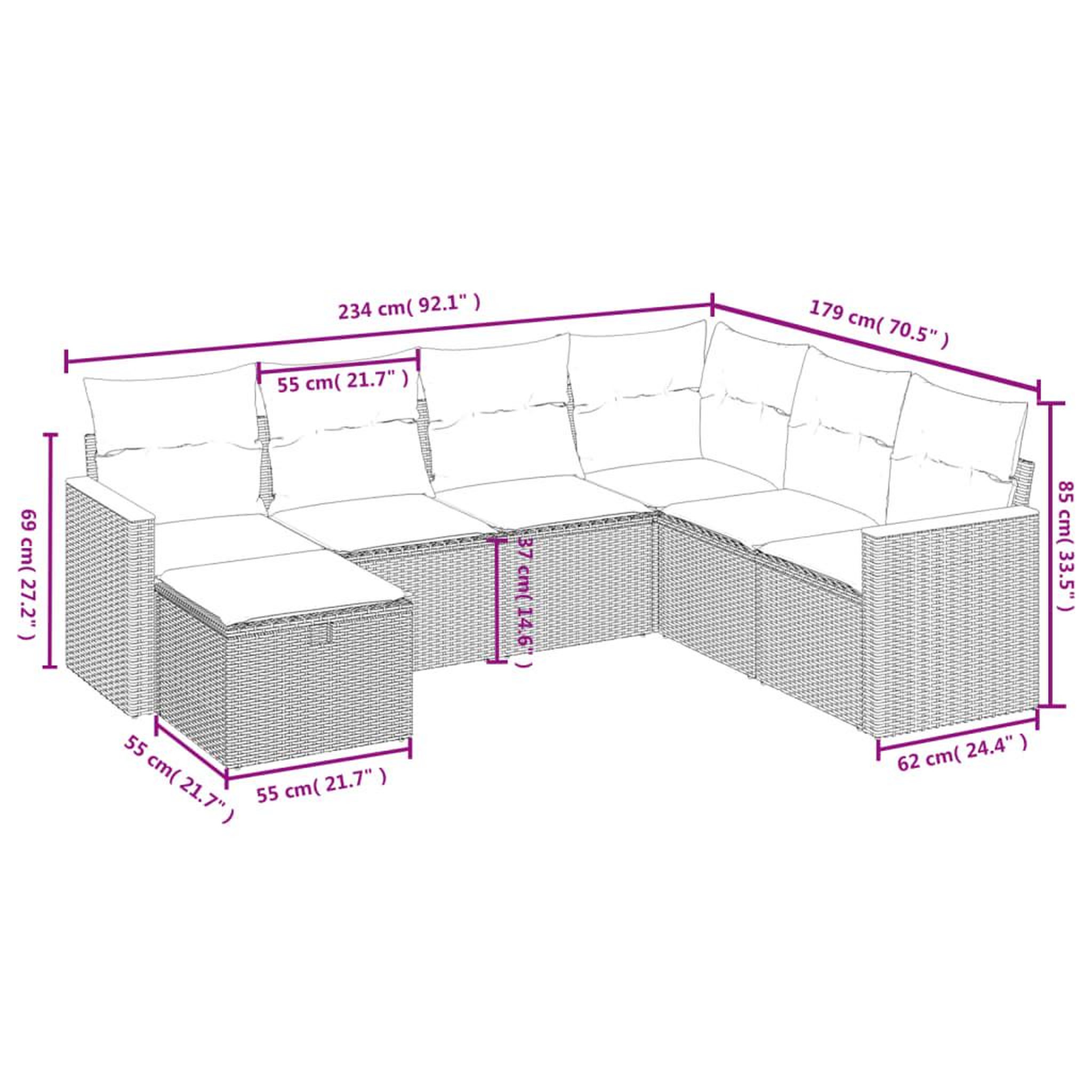 Voir la diapositive 5 : VIDAXL Salon de jardin 7 pcs avec coussins noir resine tressee