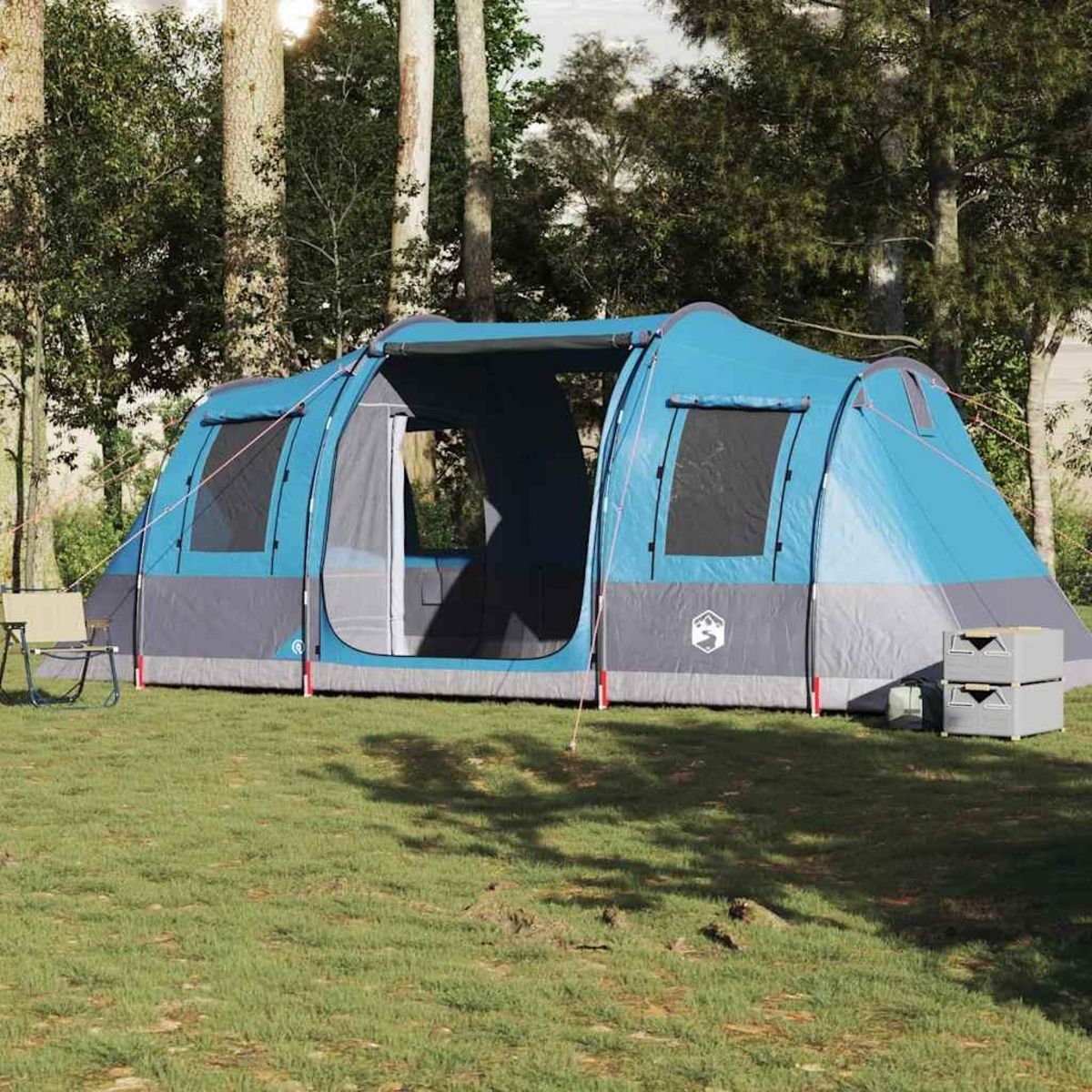VIDAXL Tente de camping tunnel 4 personnes bleu impermeable