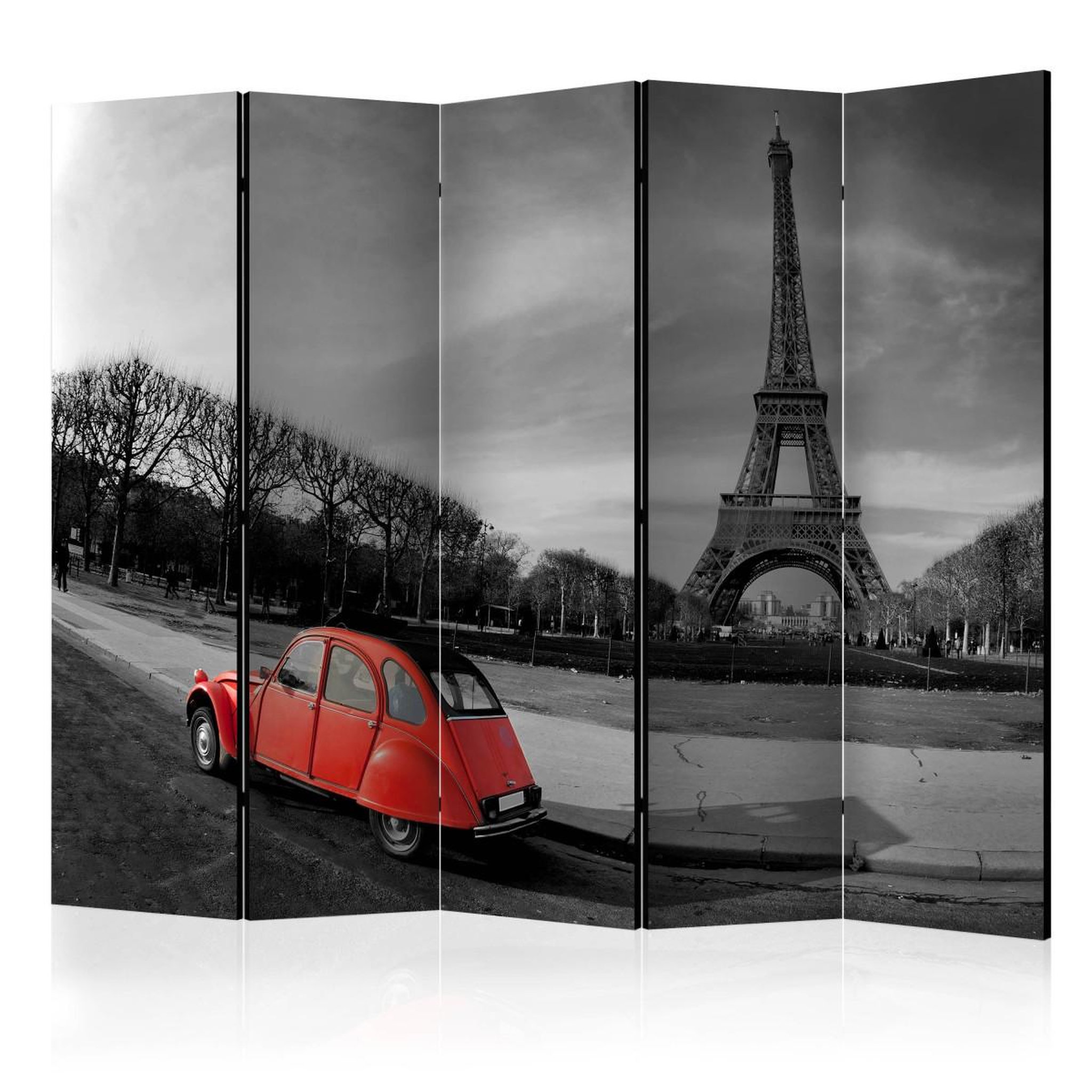 Paris Prix Paravent 5 volets  eiffel tower & red car  172x225cm