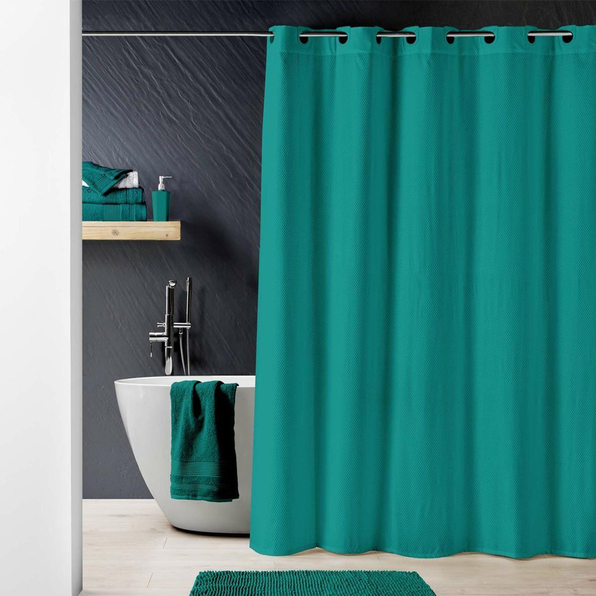 Voir la diapositive 5 : Douceur d'Intérieur Rideau de douche  dotty  180x200cm émeraude