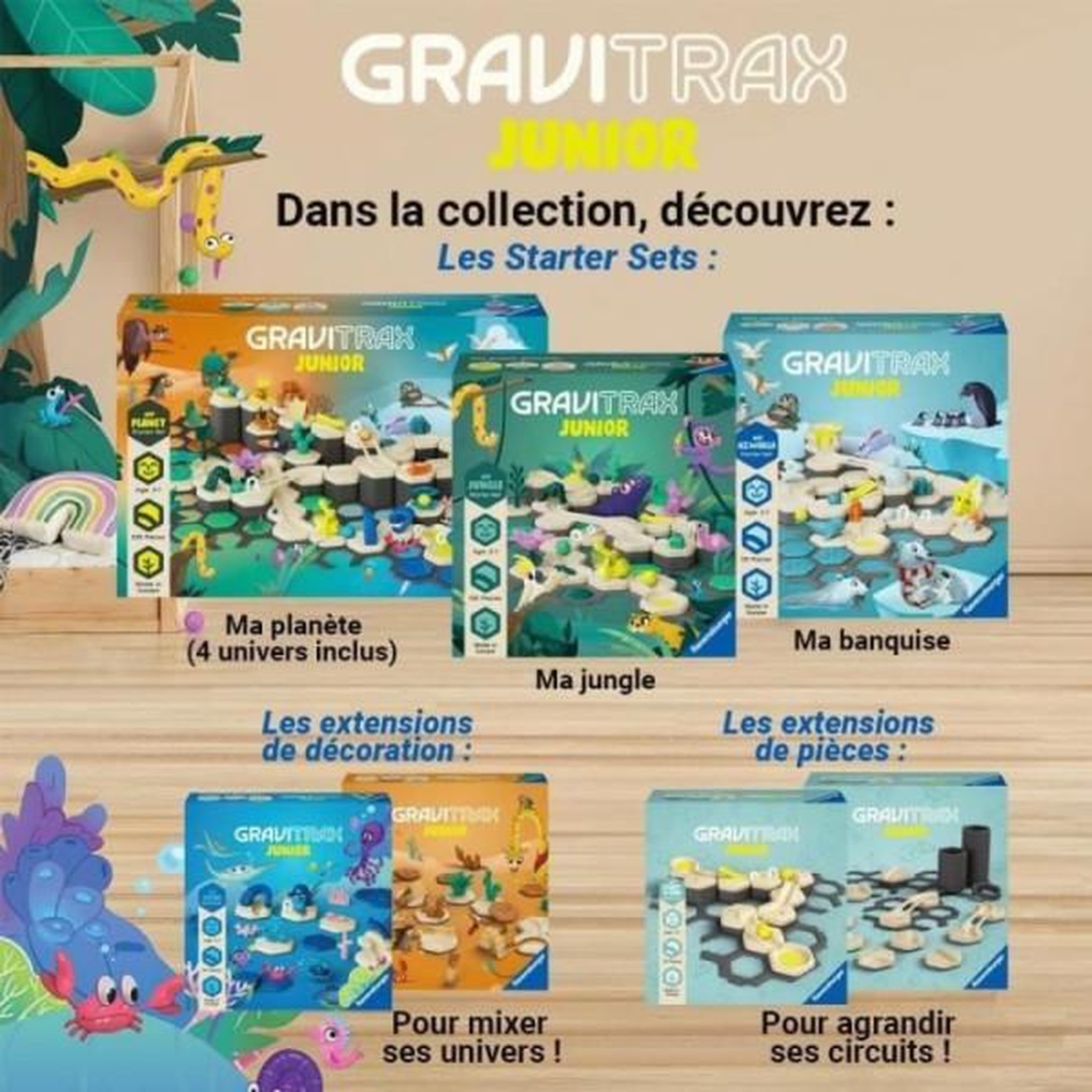 Voir la diapositive 6 : RAVENSBURGER Gravitrax junior - starter set my jungle 97 pieces - circuit de billes - jeu de construction créatif - ravensburger - des 3 ans