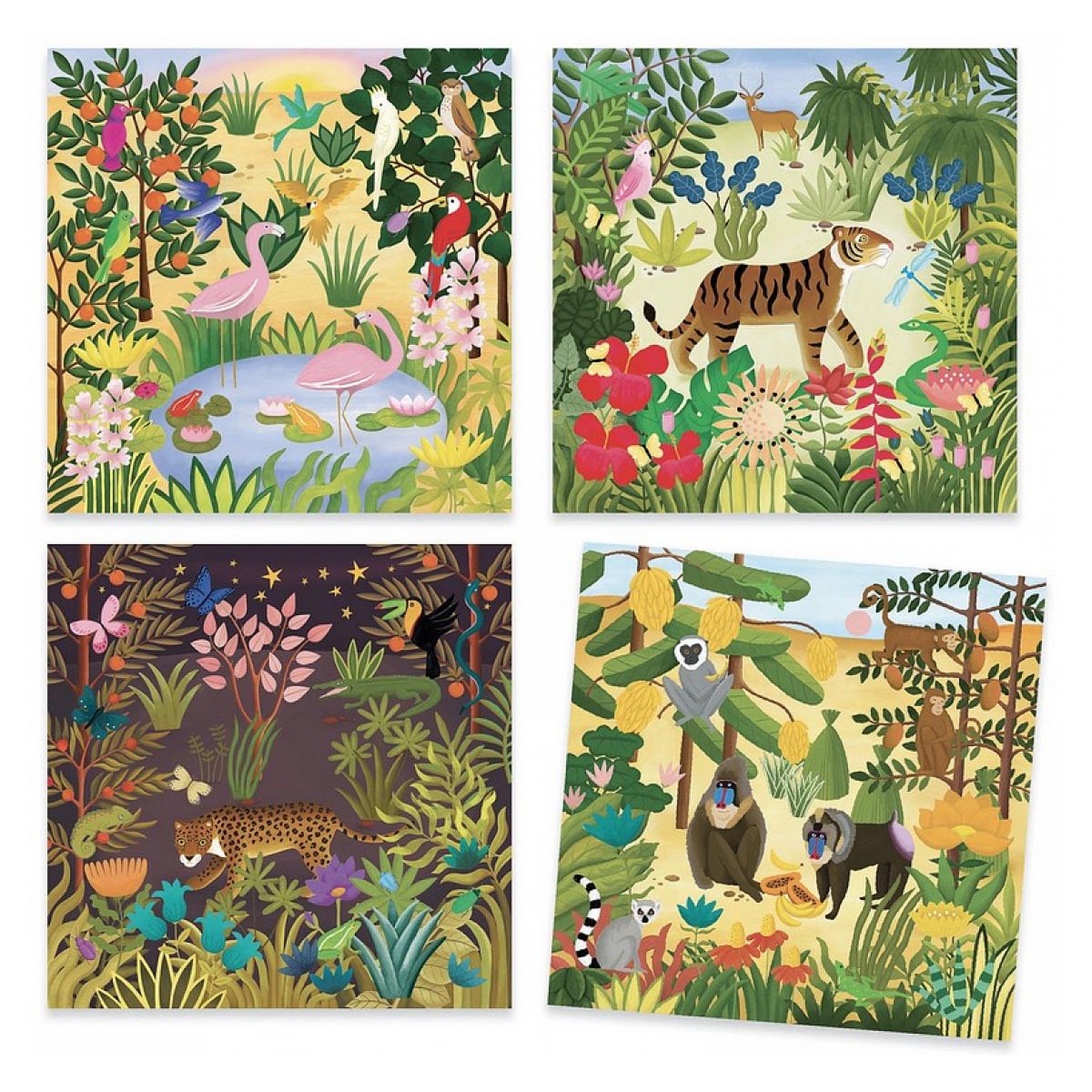 Voir la diapositive 2 : Djeco inspired by Le Douanier Rousseau decalcomanies