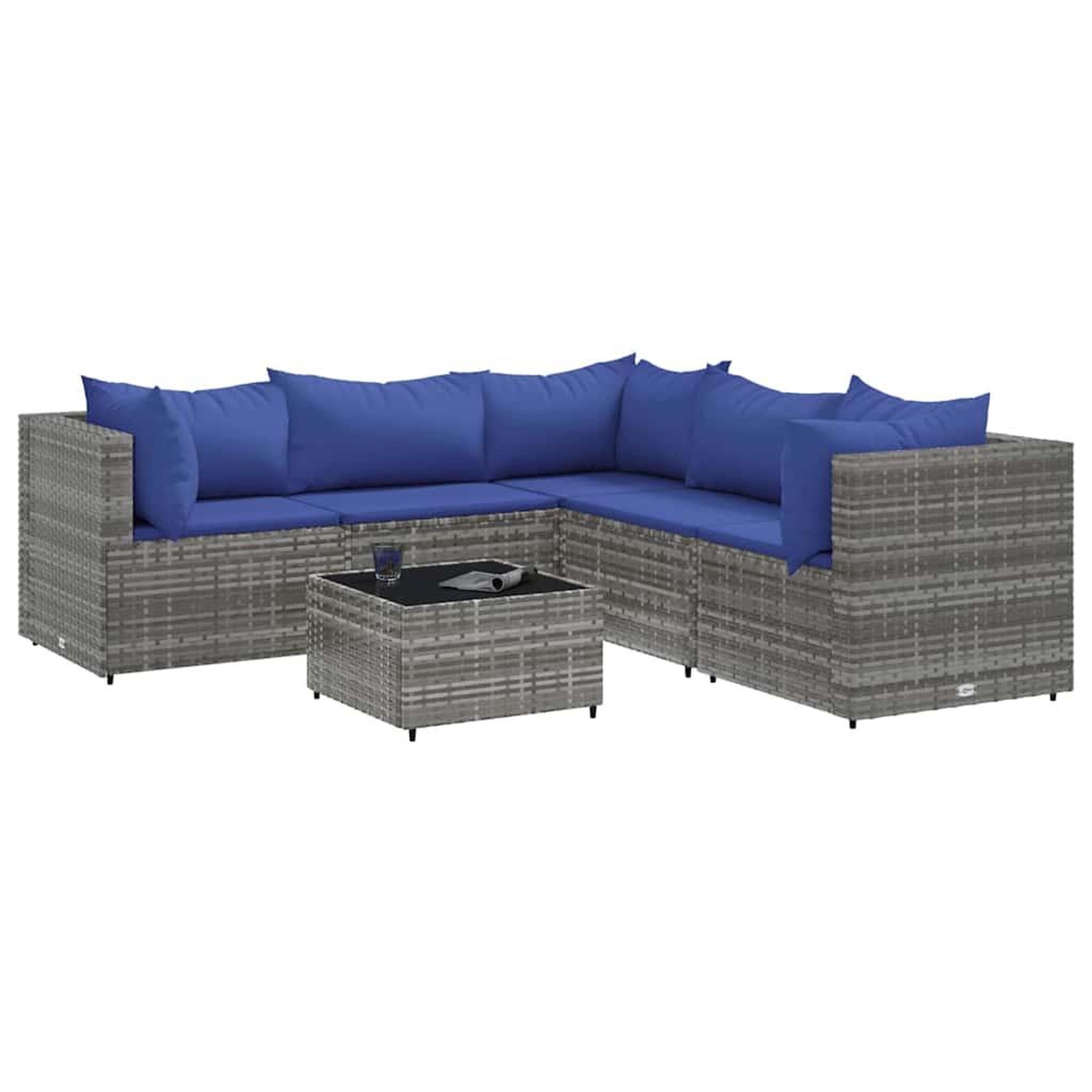 Voir la diapositive 2 : VIDAXL Salon de jardin 6 pcs avec coussins Gris Resine tressee