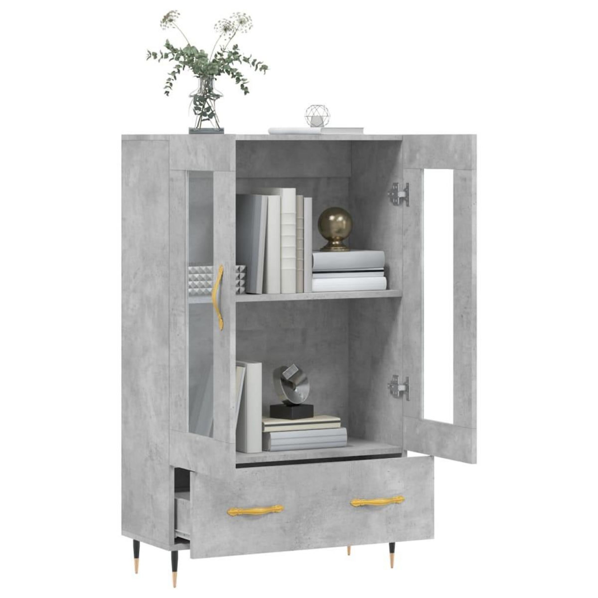 VIDAXL Buffet haut gris beton 69,5x31x115 cm bois d'ingenierie