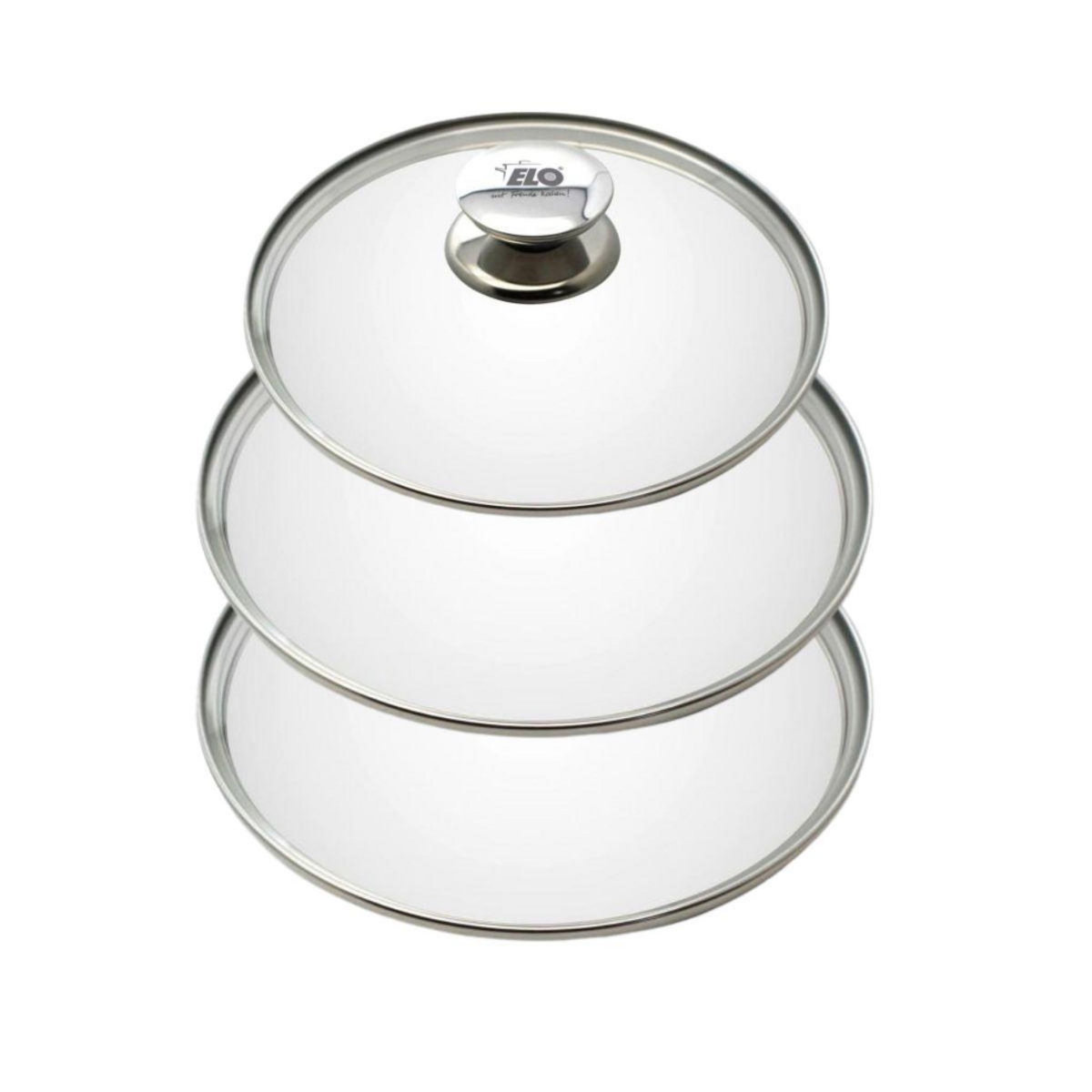 ELO Lot de trois couvercles 16 cm,  20 cm et 24 cm de cuisson avec poignée en inox Galant Elo