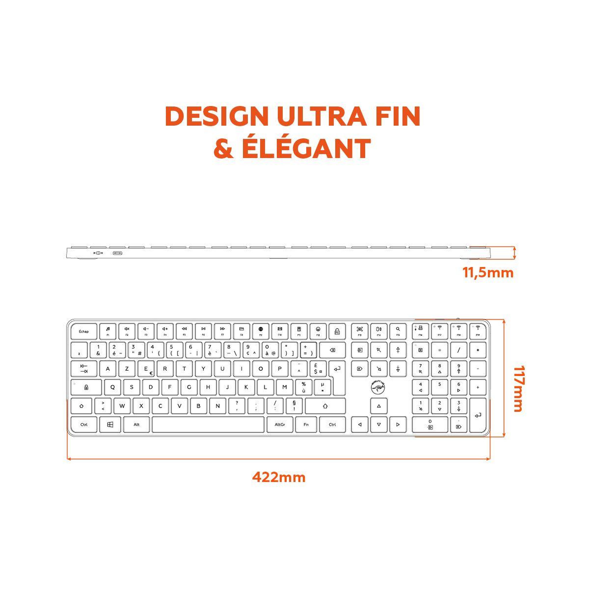 Voir la diapositive 5 : Mobility Lab Clavier sans fil kmp2000w