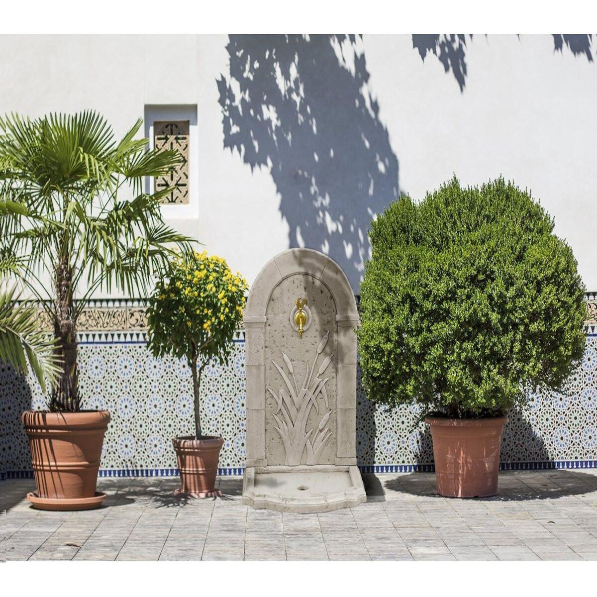 Habitat et Jardin Fontaine  ROSEAU  - en pierre reconstituée - 62 x 42 x 93 cm