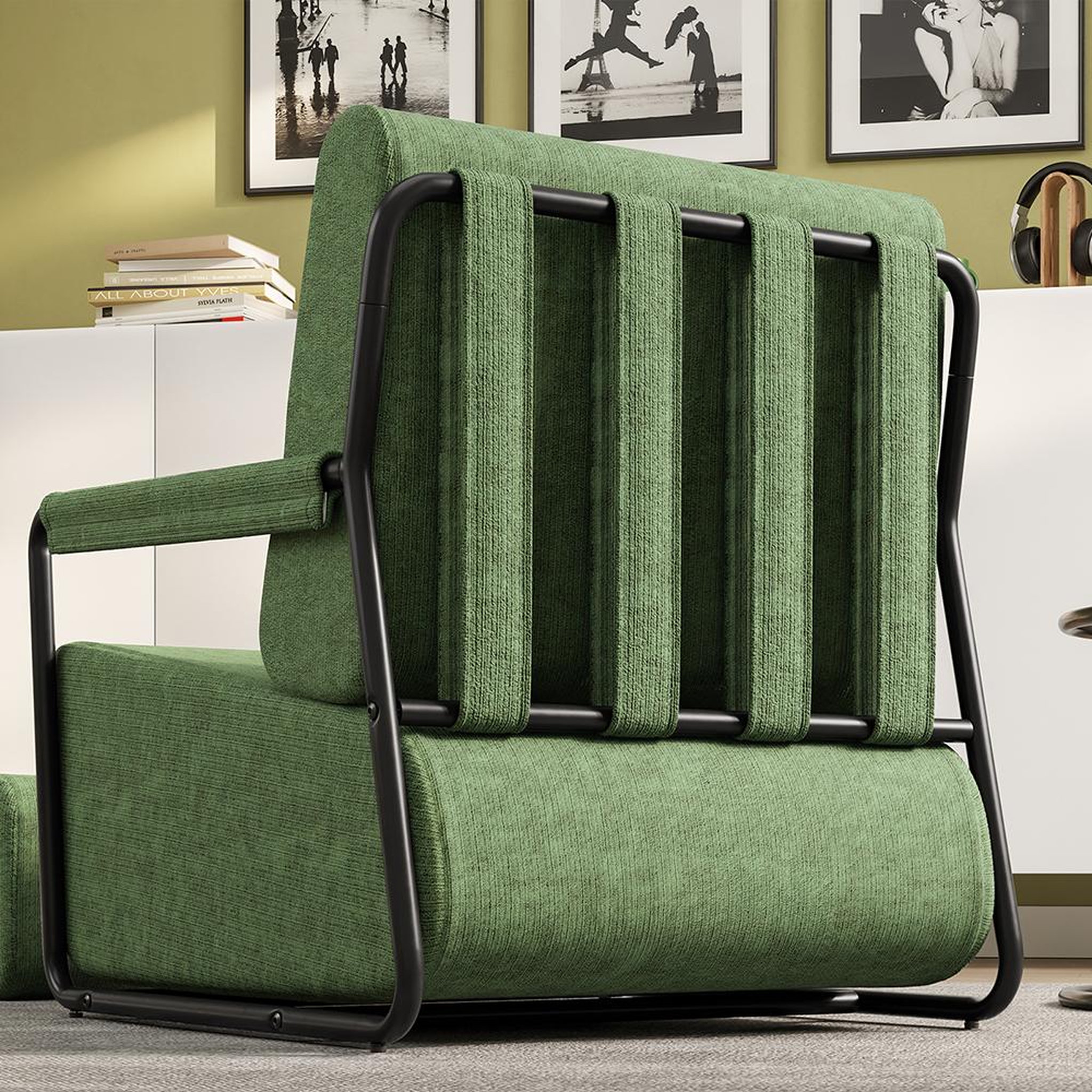 Voir la diapositive 6 : SOBUY Fauteuil relax vert foncé avec repose-pieds 59,5x74x78cm fst99-sy