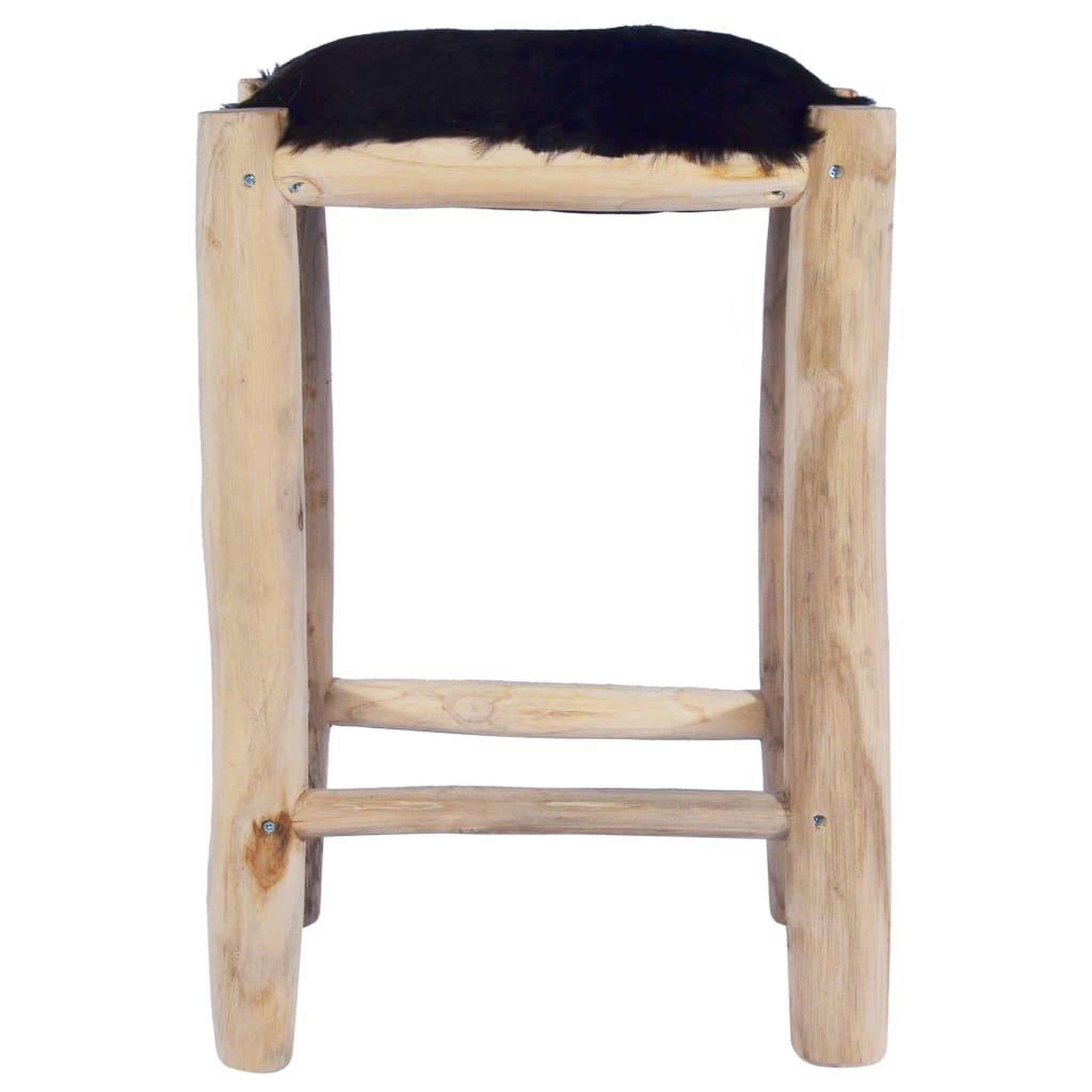 Voir la diapositive 2 : VIDAXL Tabouret de bar cuir de chevre veritable et bois de teck massif