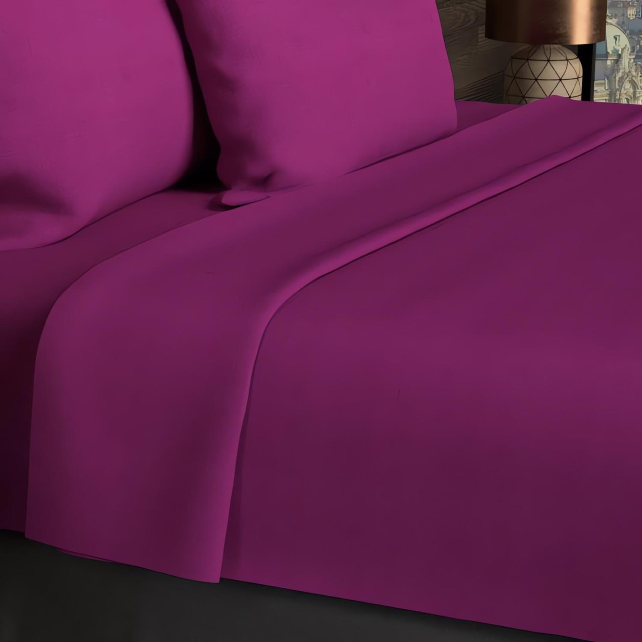 Voir la diapositive 1 : SOLEIL D'OCRE Drap plat en coton uni 57 Fils/cm2 par SOLEIL D'OCRE cassis
