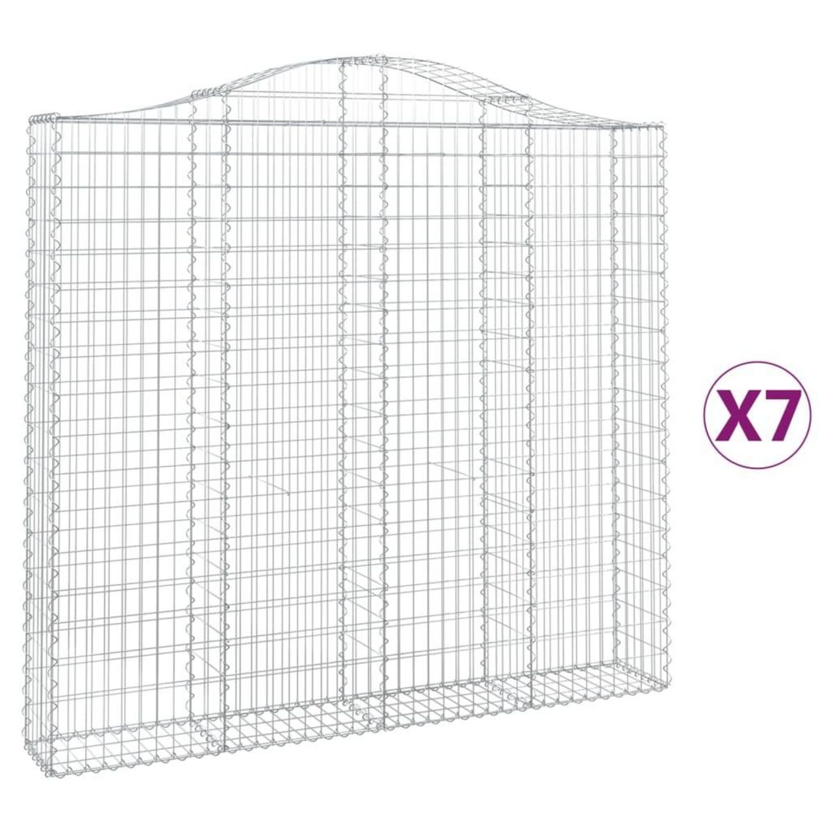 VIDAXL Paniers a gabions arques 7 pcs 200x30x180/200 cm Fer galvanise