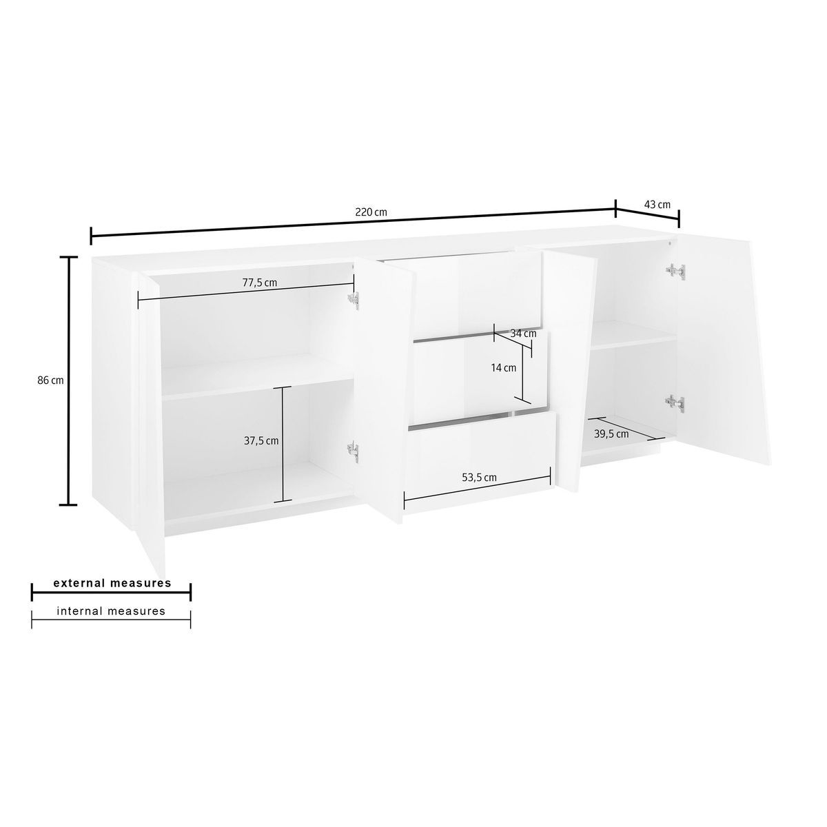 Buffet 4 portes 200cm VERONA