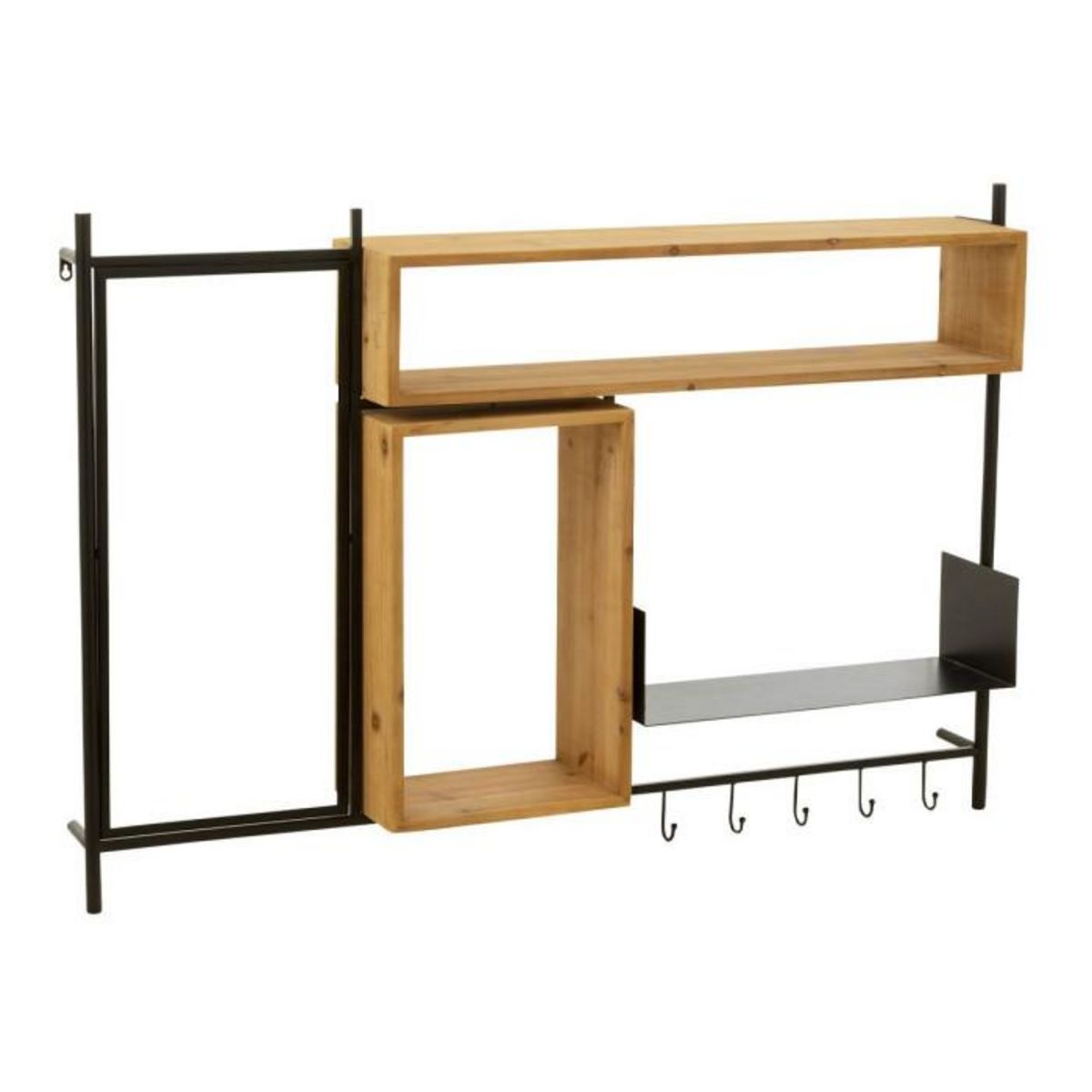 Paris Prix Patère Murale & Miroir  Tina  130cm Noir & Naturel