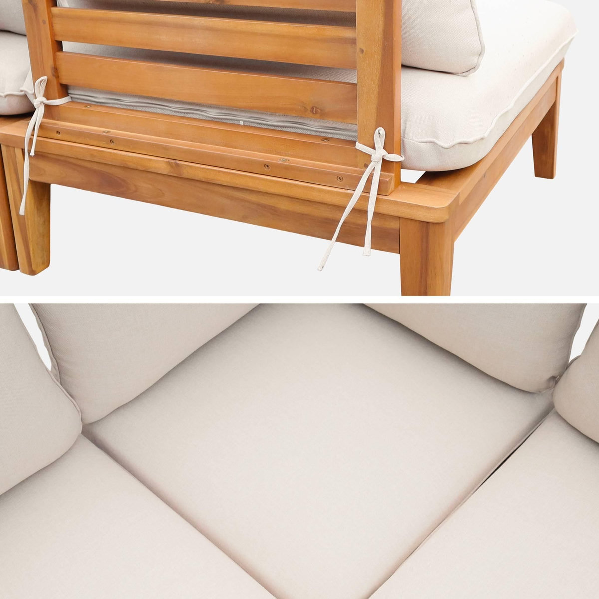 SWEEEK Salon de jardin modulable bois d'acacia 5 places beige - Yona