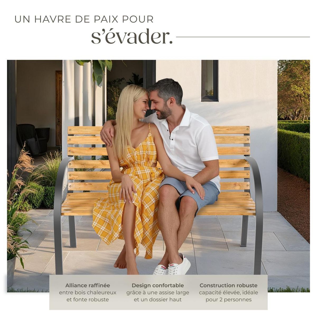 tectake Banc de jardin 2 places