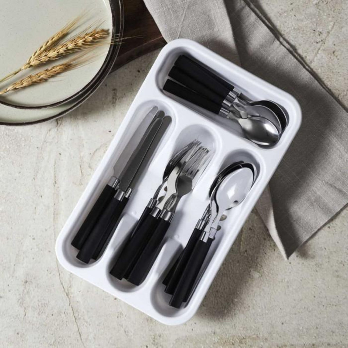 Paris Prix Ménagère 16 Pièces & Range-Couverts  Campus  32cm Noir